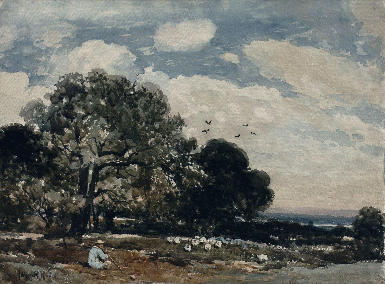Landscape with Shepherd and Flock, John Robertson Reid, c. 1920