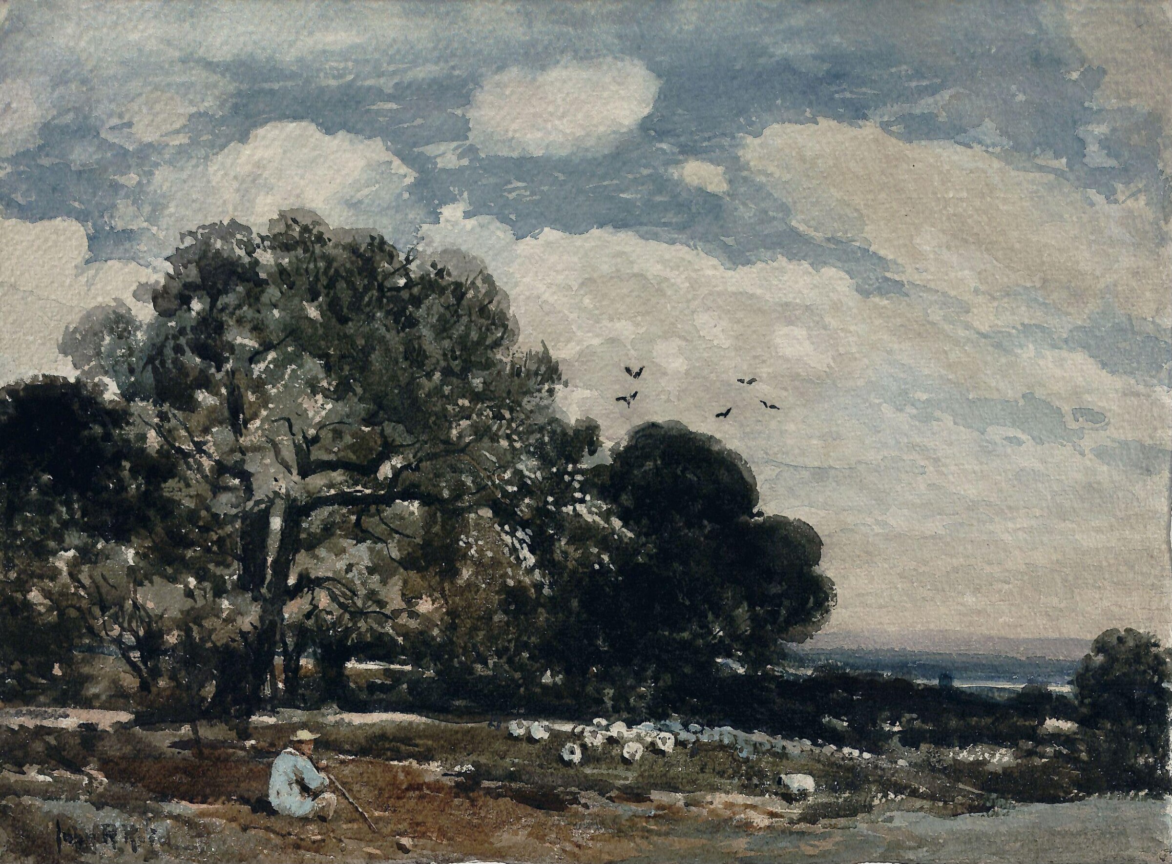 Landscape with Shepherd and Flock, John Robertson Reid, c. 1920