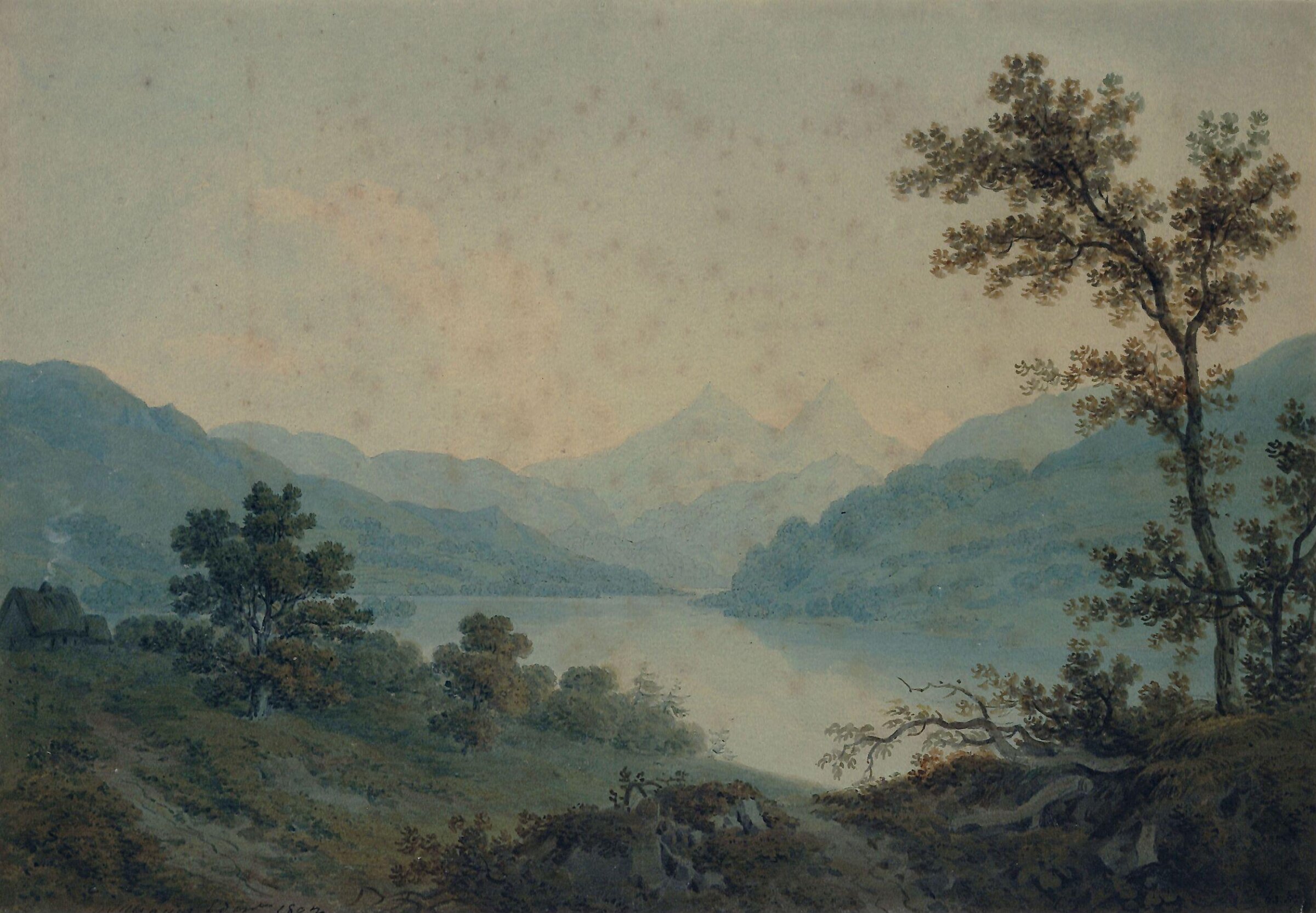 Lake or river scene in the Scottish Highlands, Hugh William Williams, 1802