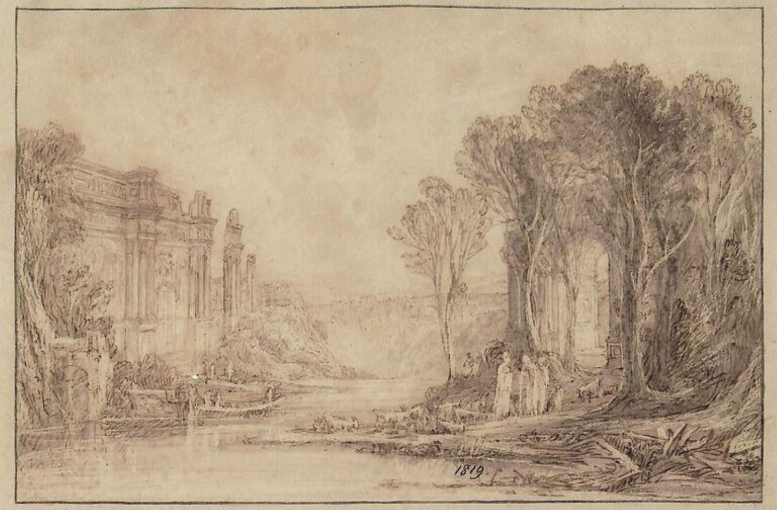 River scene, John Rawson Walker, 1819
