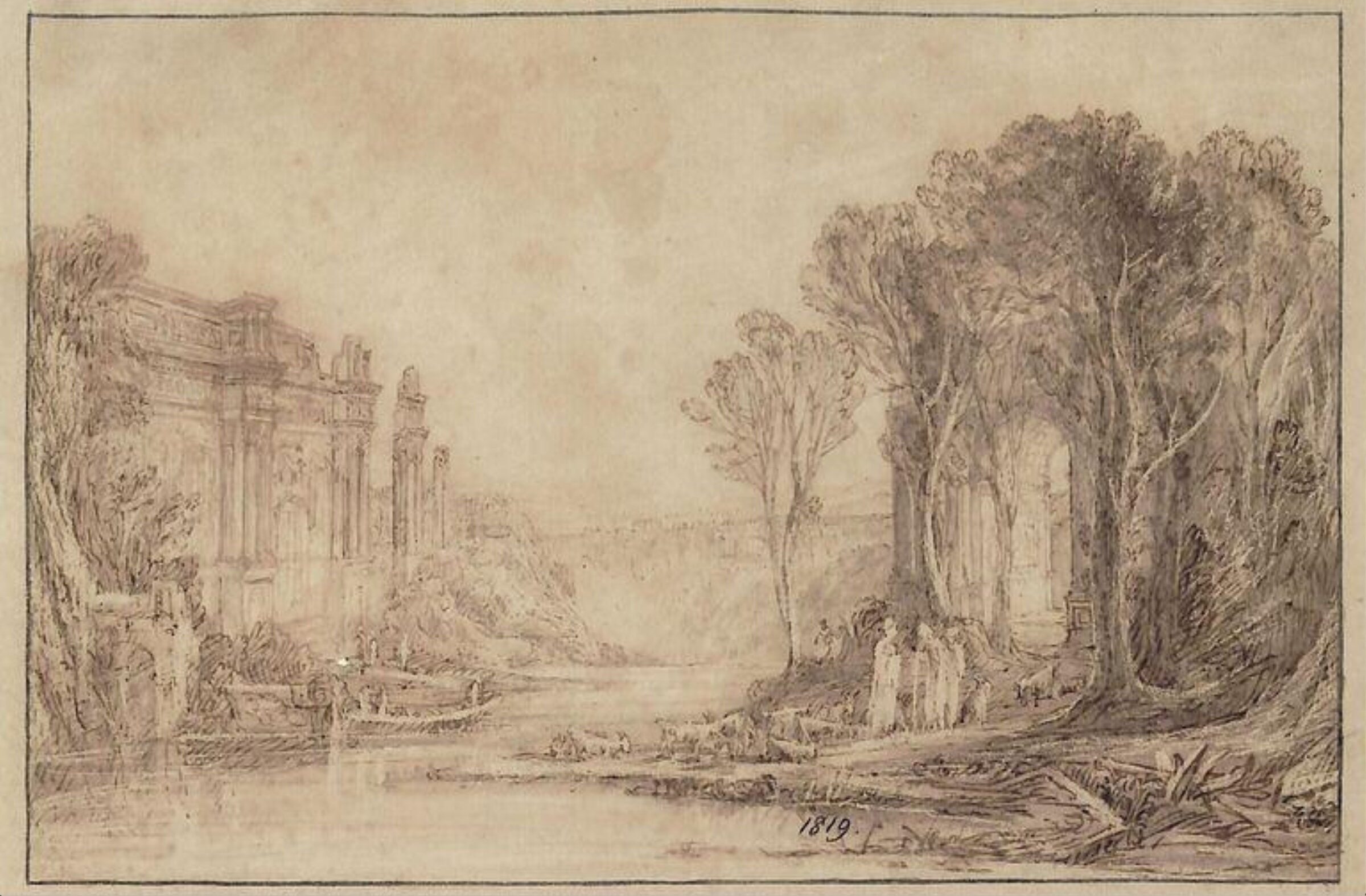 River scene, John Rawson Walker, 1819