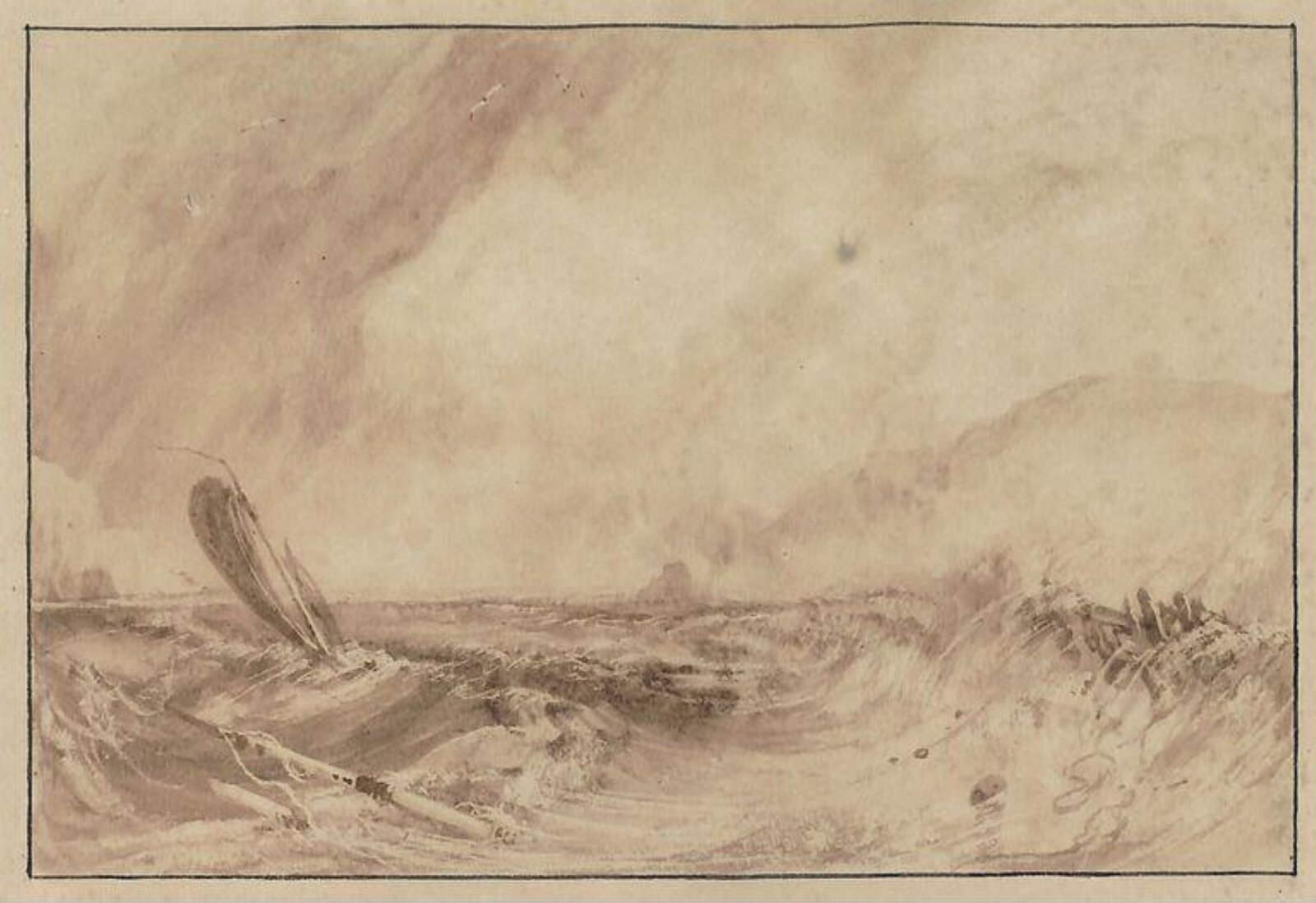 Coastal sceen with shipwreck, John Rawson Walker, 1818-20