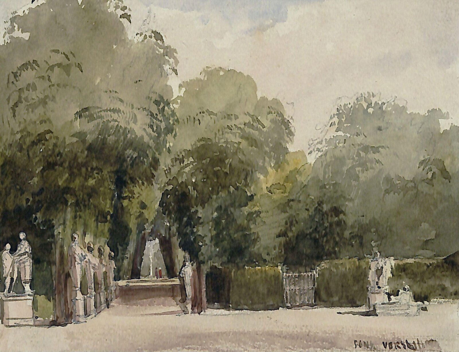 In the Gardens, Versailles, Richard Redgrave, mid 19th century