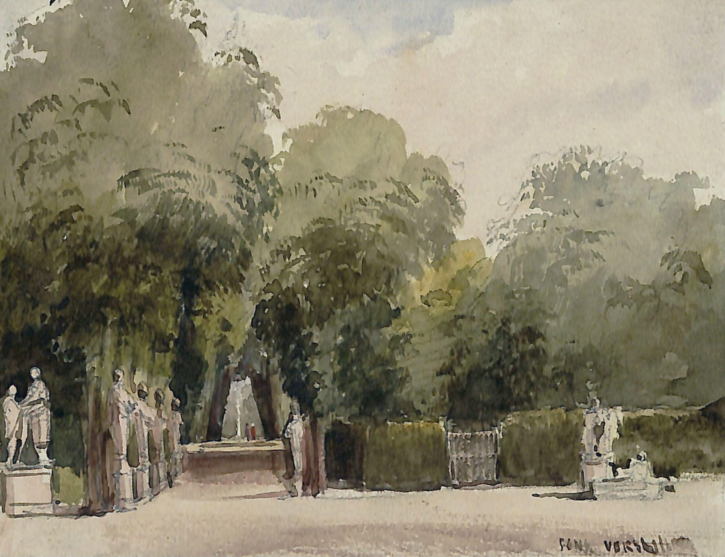 In the Gardens, Versailles, Richard Redgrave, mid 19th century