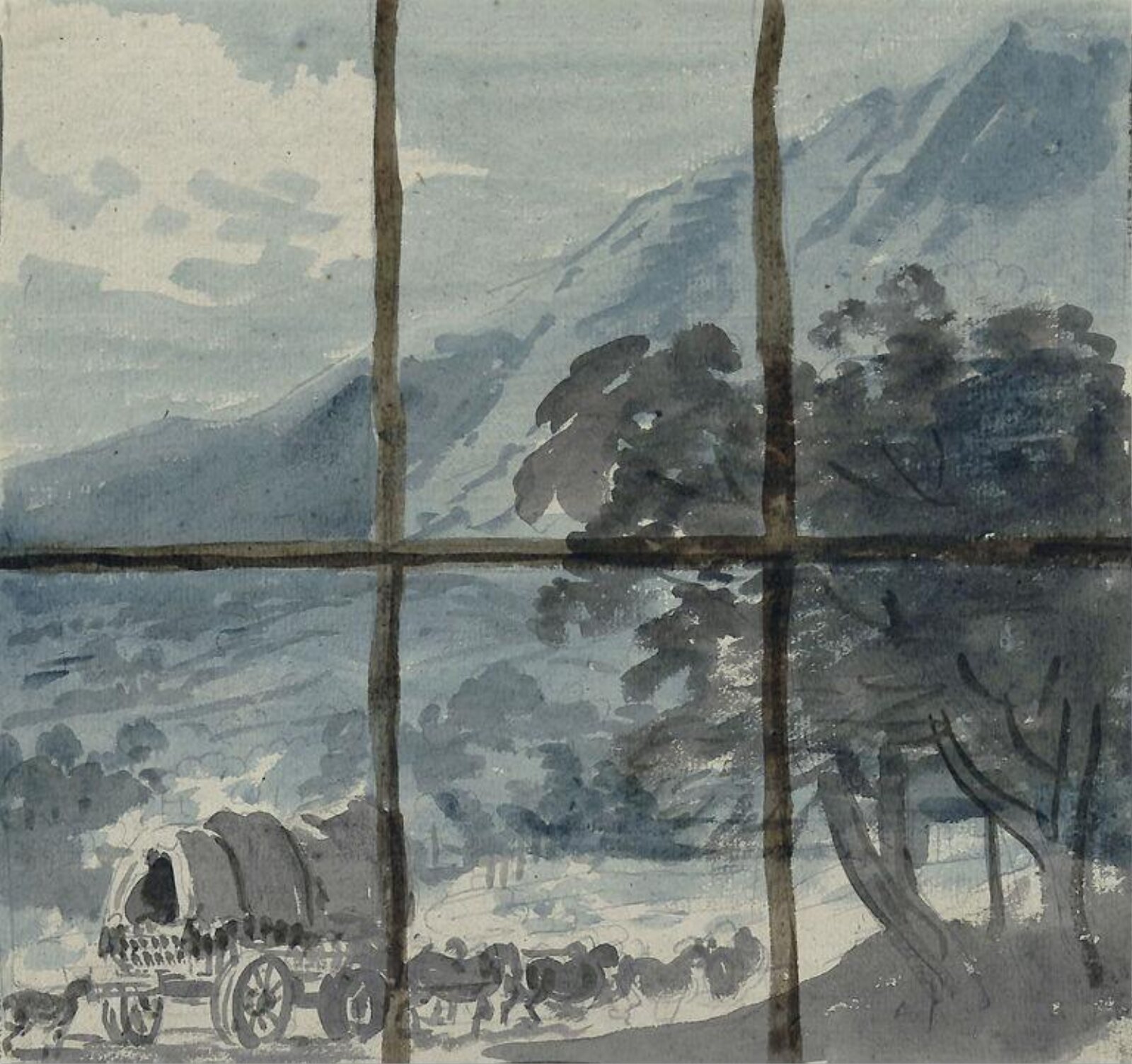 Landscape seen through windows, Sandby, ca. 1750-1809