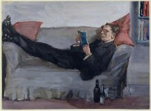 A man reading on a sofa thumbnail 1