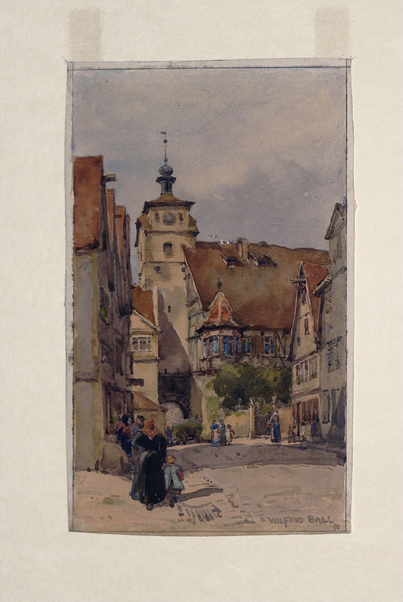 Street scene, Rotenburg, showing the White Tower and the Judentanzhaus, Wilfrid Williams Ball, 1891