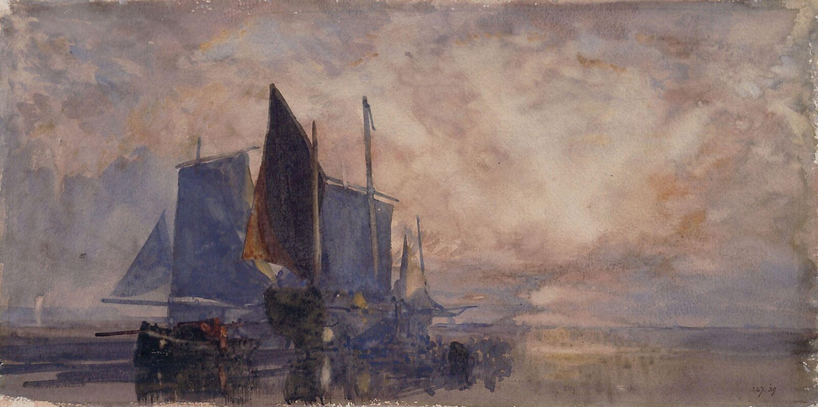 Fishing boats at anchor : Sunset, Beverly, 1830-80