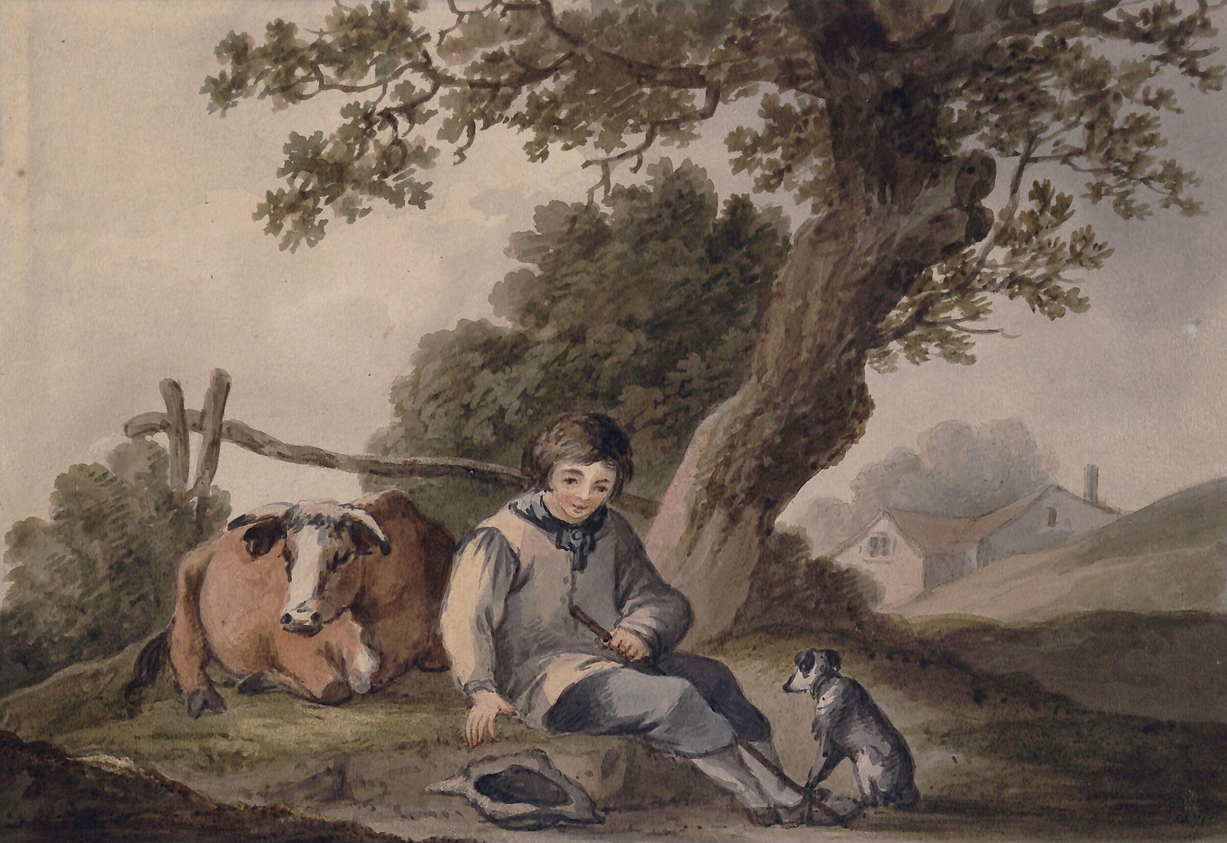 Landscape with cow and boy, Thomas Barker, ca. 1790-1840
