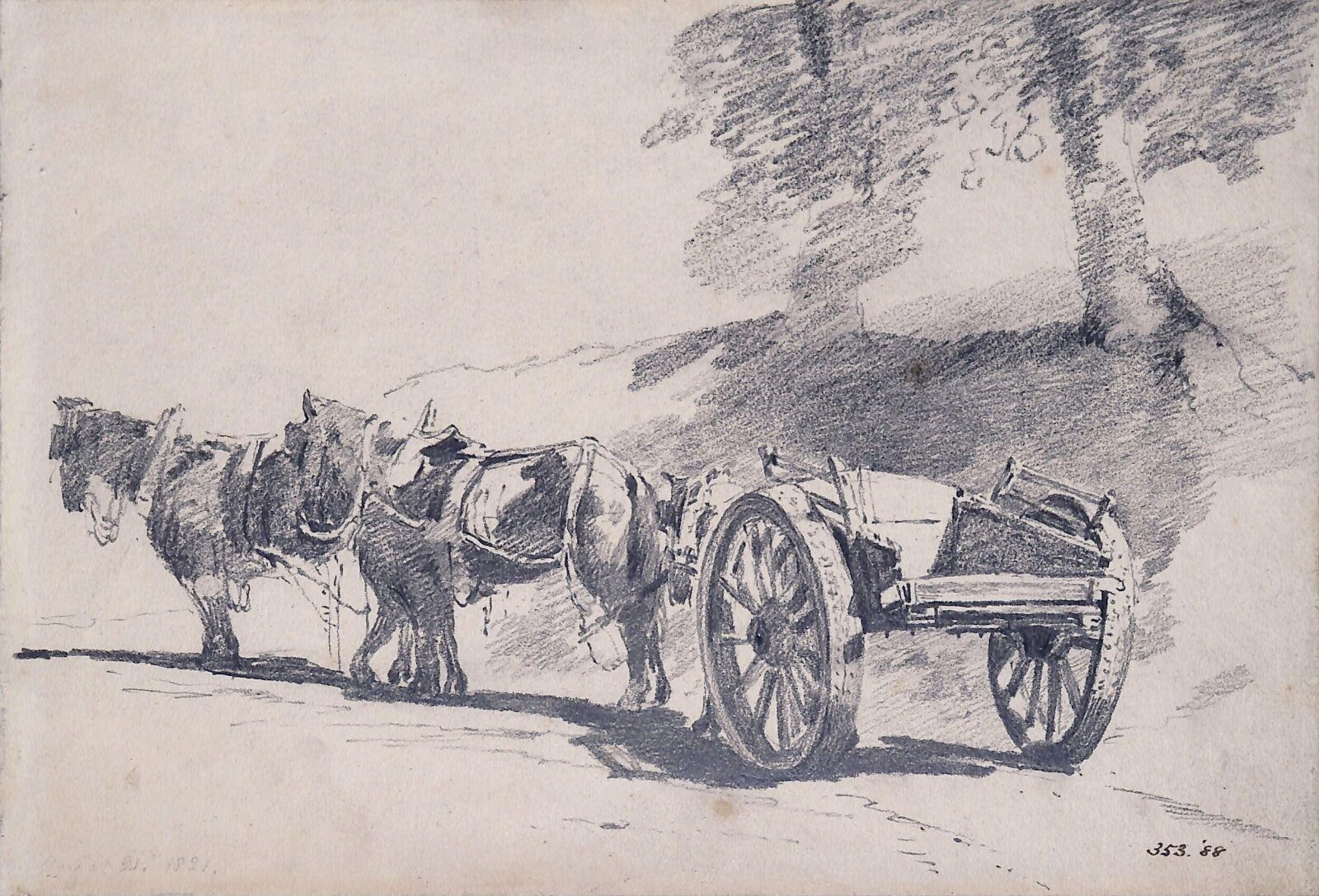 A cart and horses, John Constable, 21/08/1821