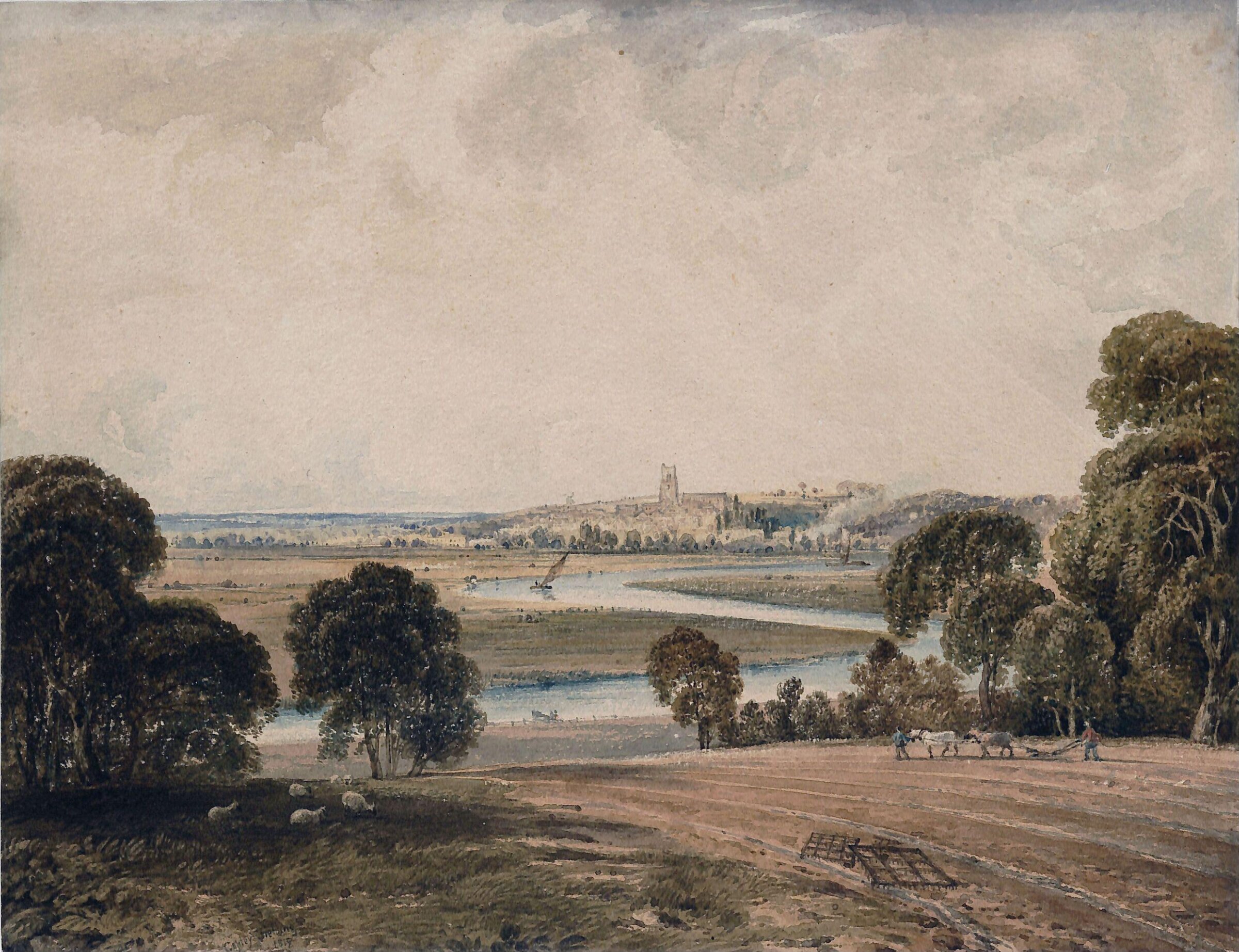 Landscape with winding river, Copley Fielding, 1819