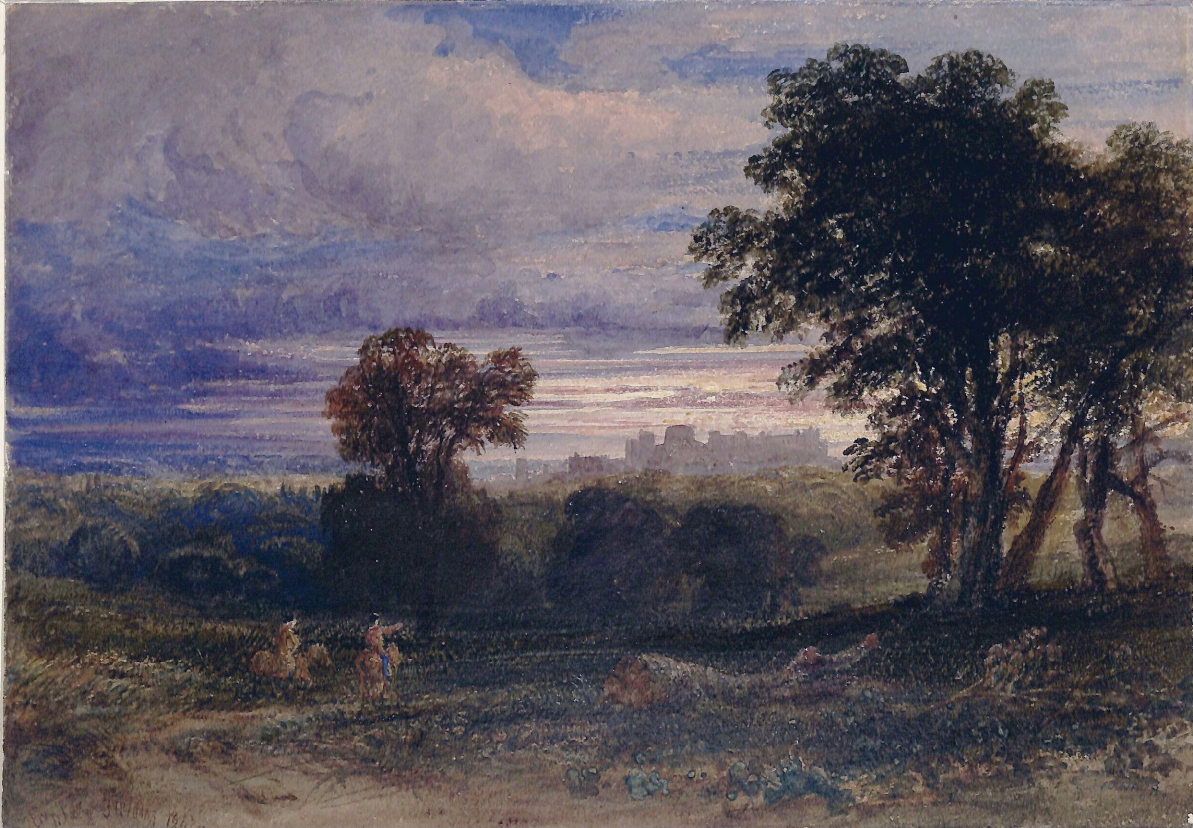 Windsor Park with the castle in the distance, Anthony Vandyke Copley Fielding, 1847