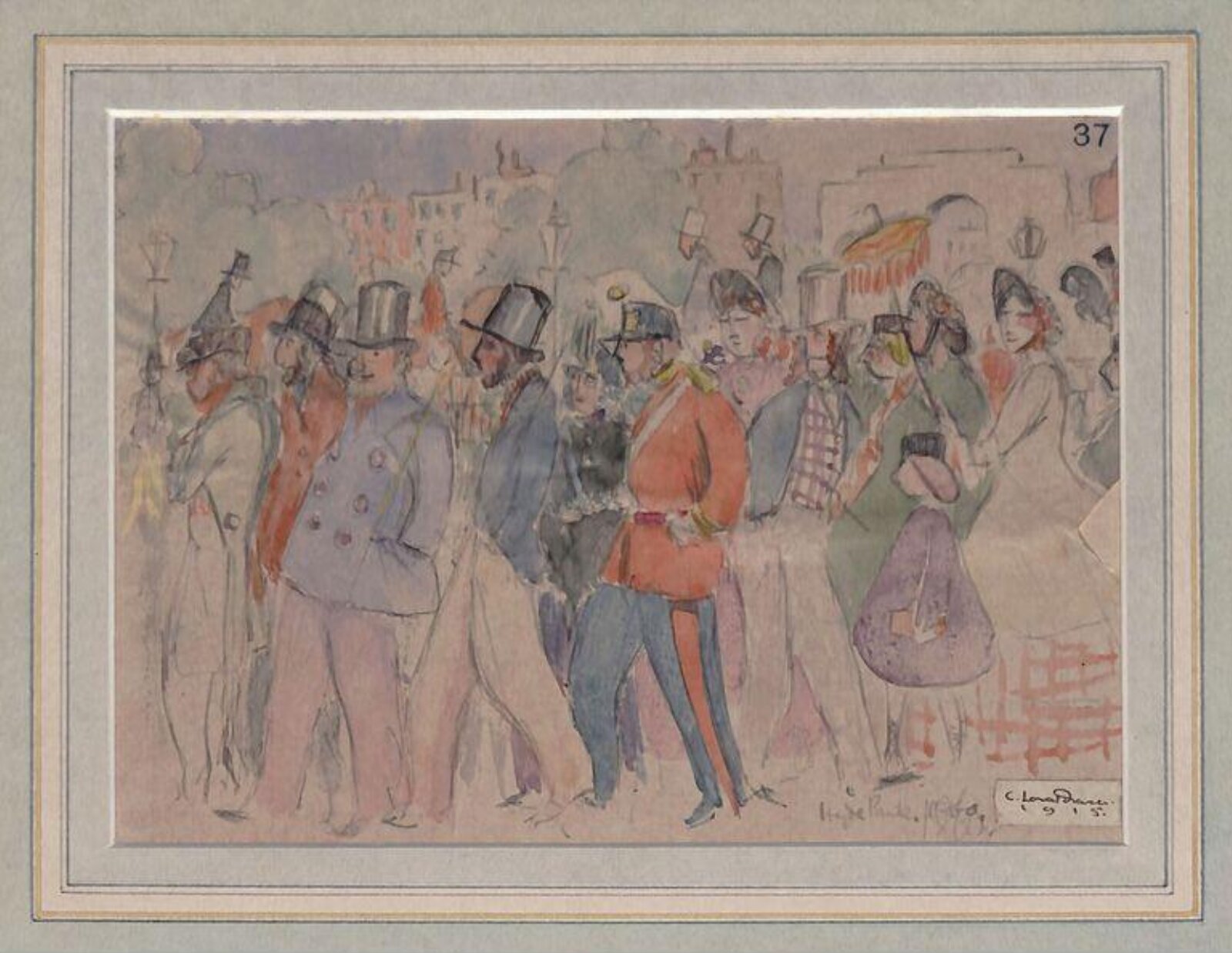Hyde Park, 1860, Claud Lovat Fraser, 1915