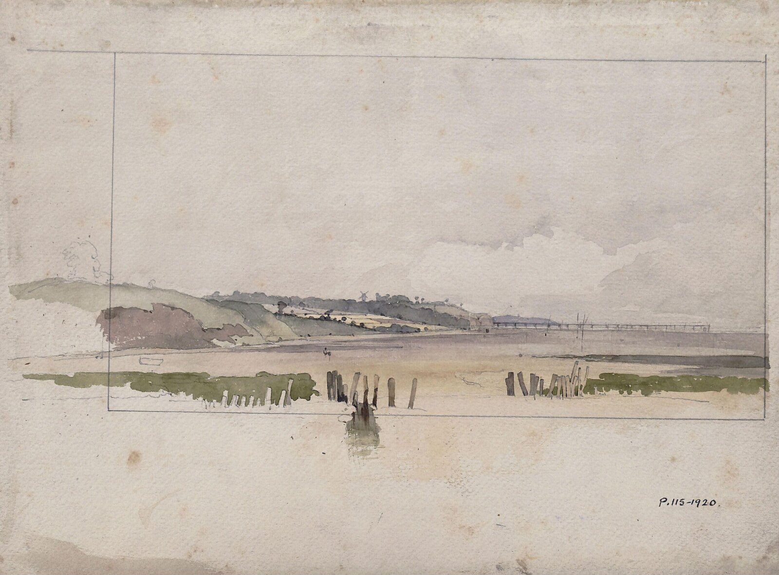 Coast View with Pier and Windmill, James Chisholm Gooden, ca. 1835-1865