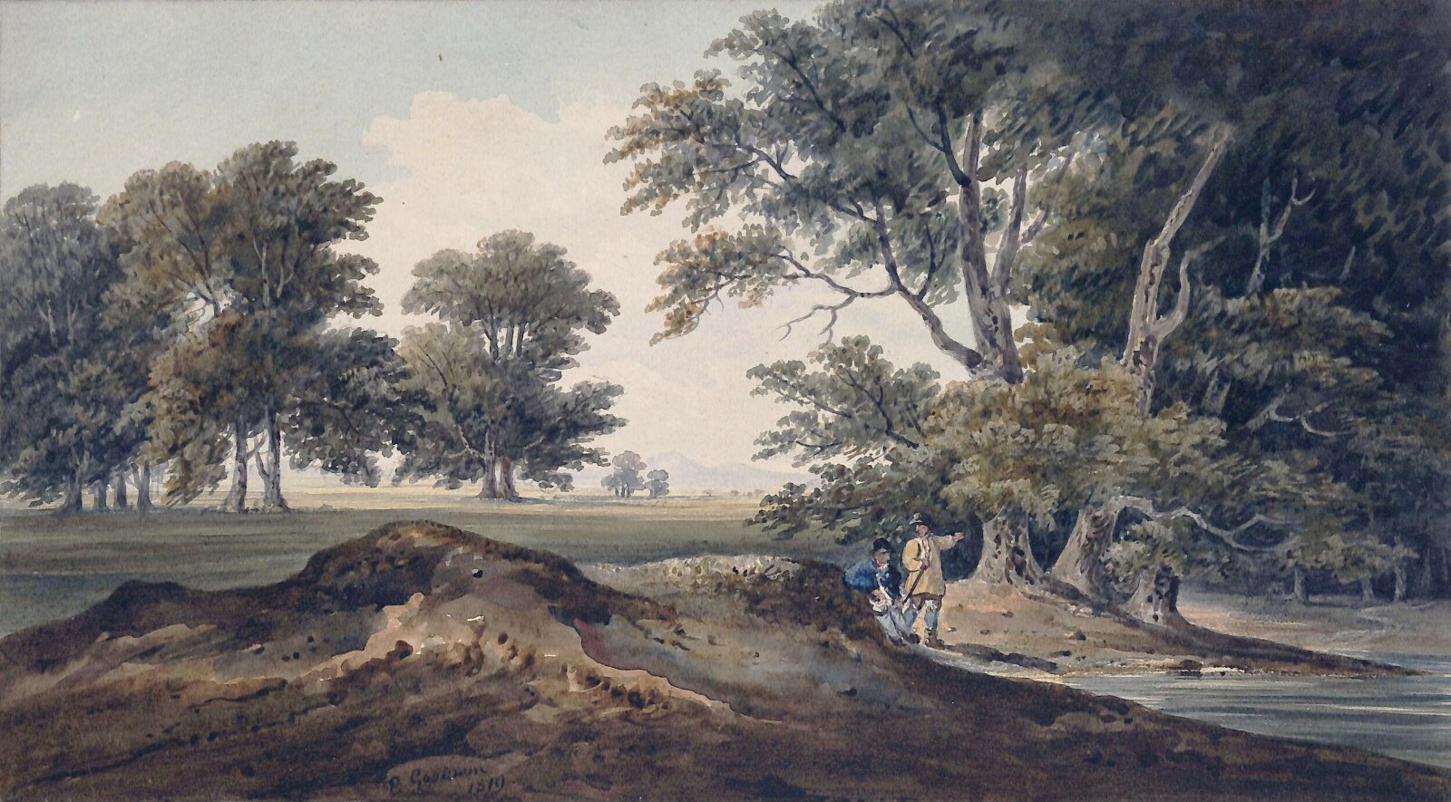 Landscape with trees and pond, Edward Goodwin, 1810-36