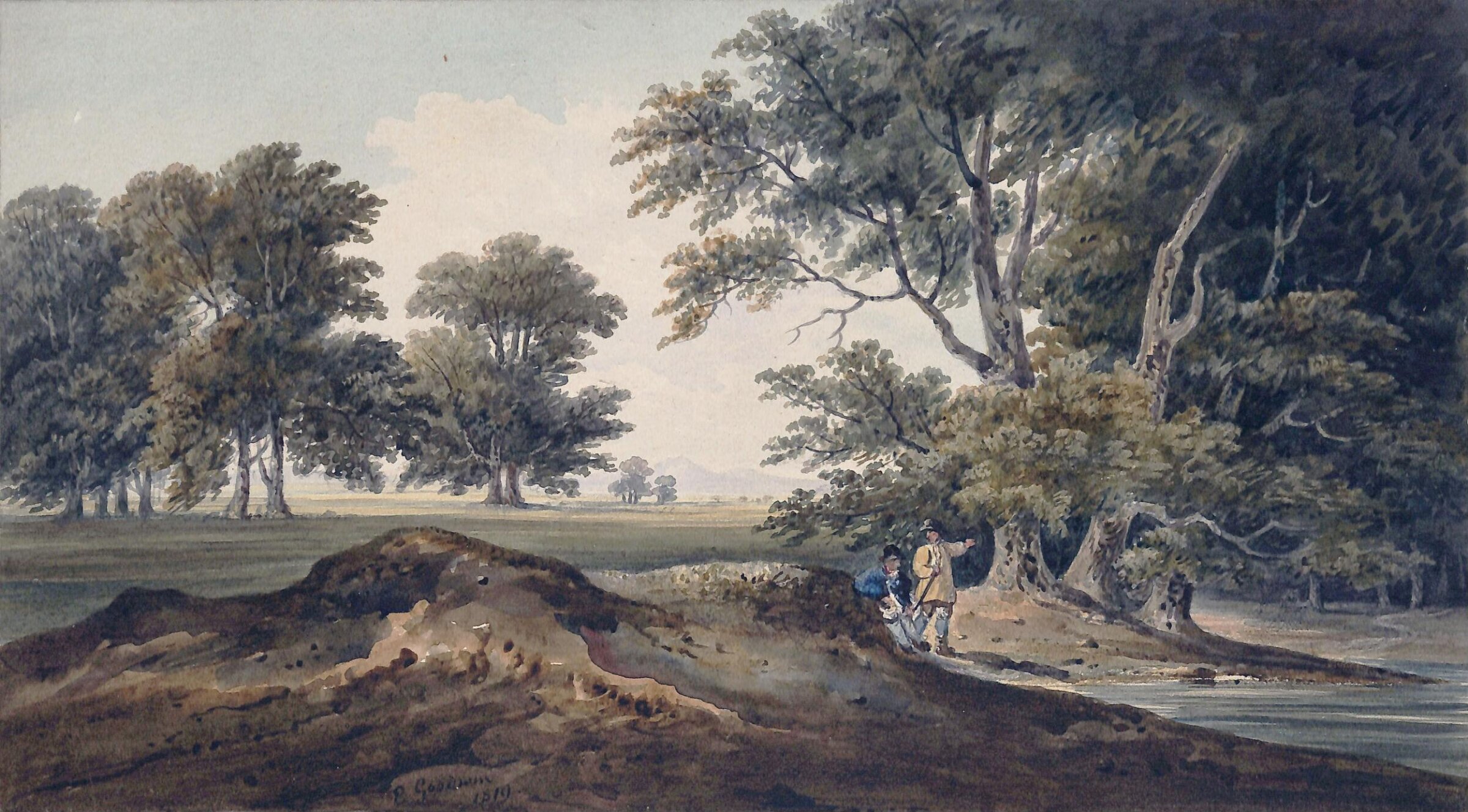 Landscape with trees and pond, Edward Goodwin, 1810-36