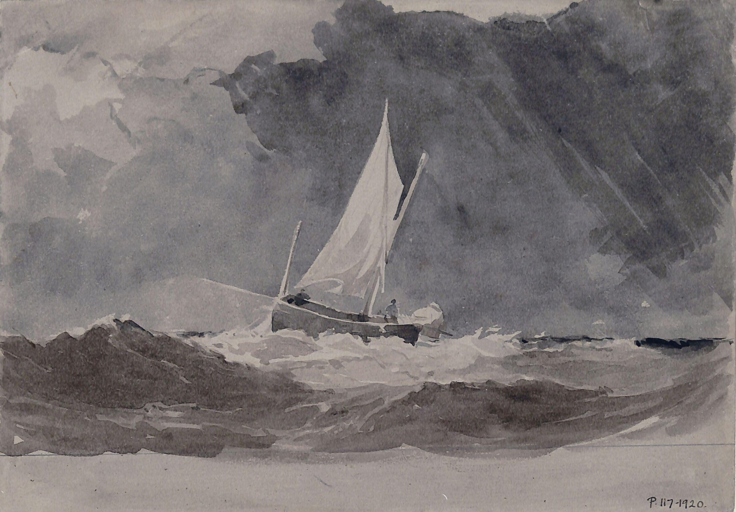 Sailing Boat in Stormy Weather, James Chisholm Gooden, ок. 1835–1865