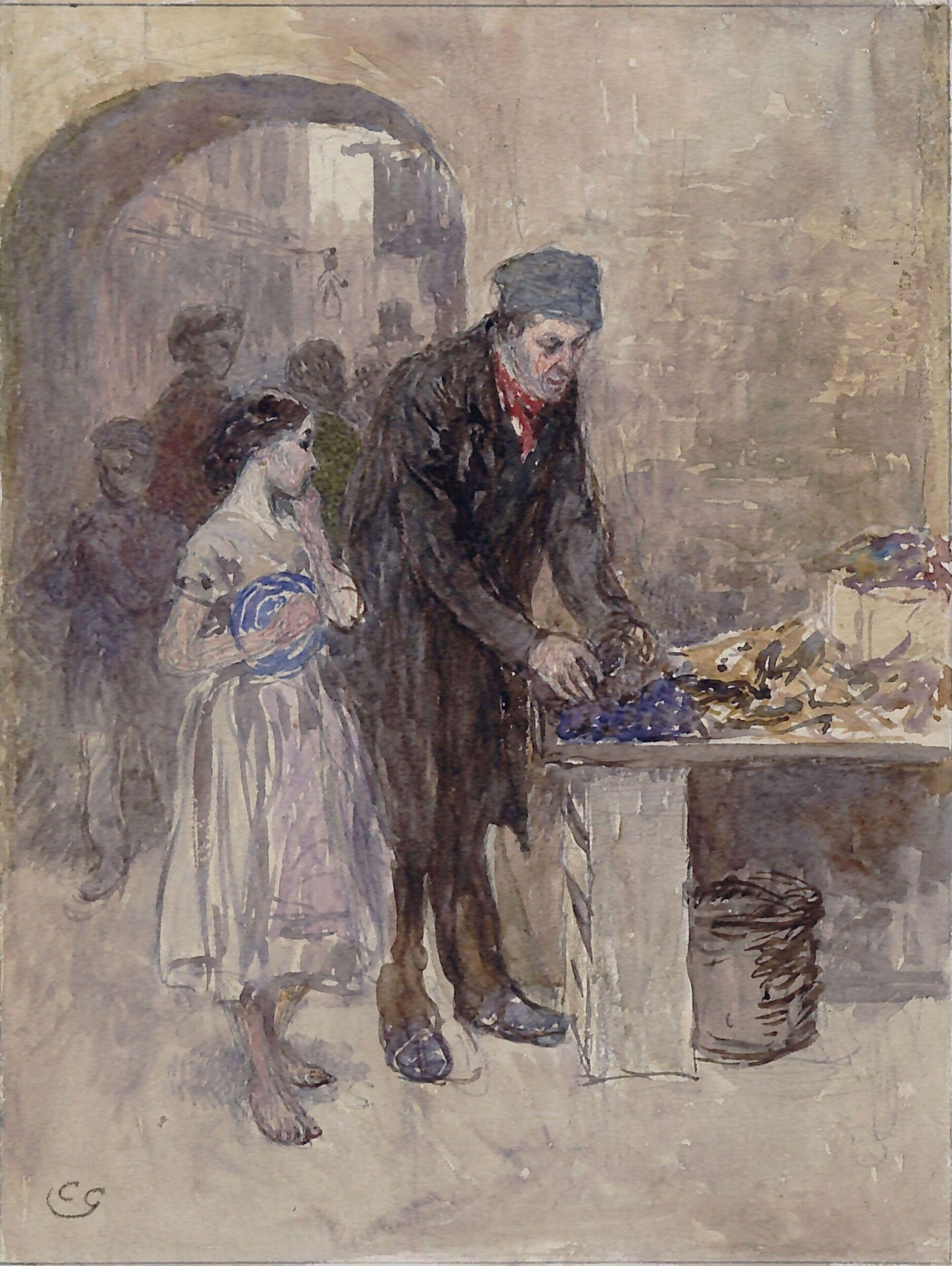 The Street Seller, Charles Green, late 19th century