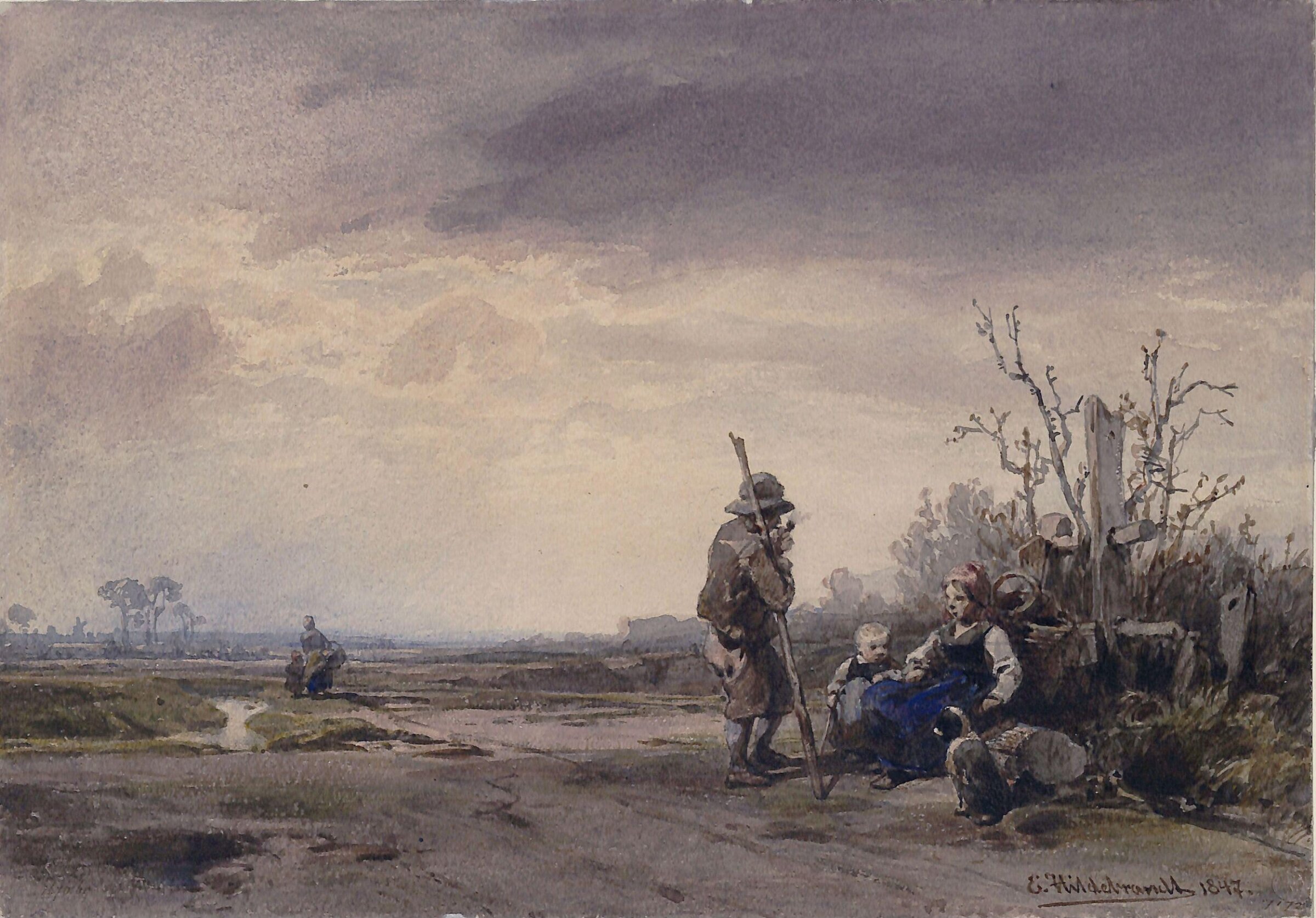 Landscape in Holland, Эдуард Гильдебрандт, 1847