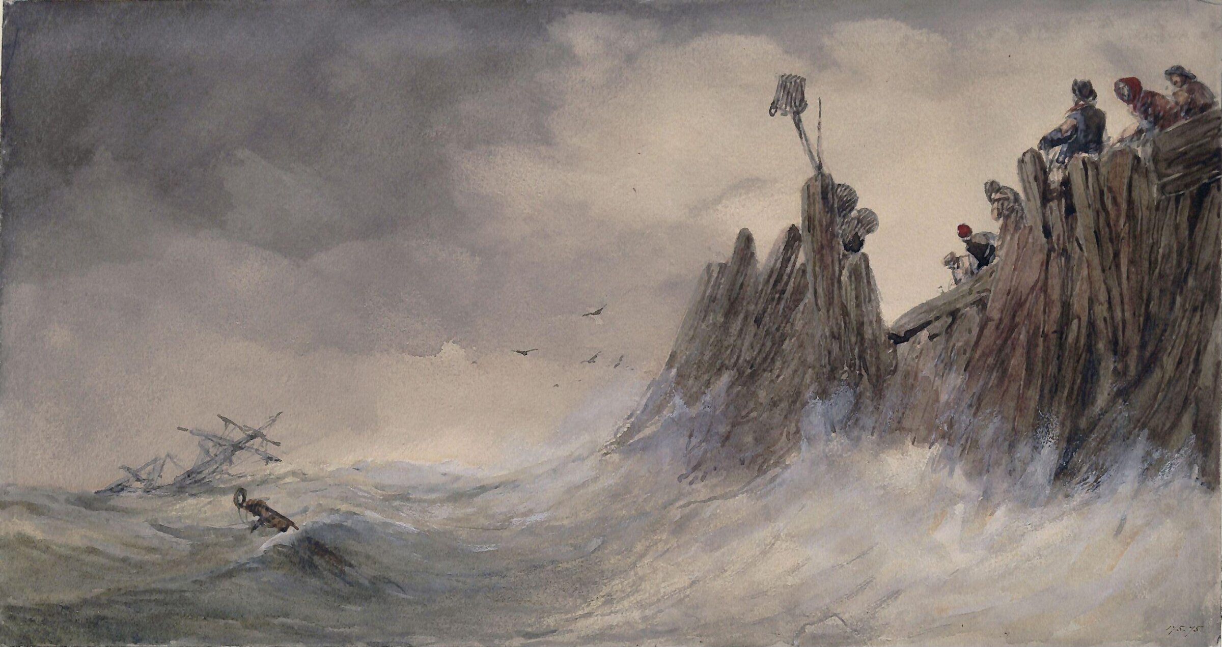 Wreck off Appledore, North Devon, Alfred Herbert, ca. 1845-61