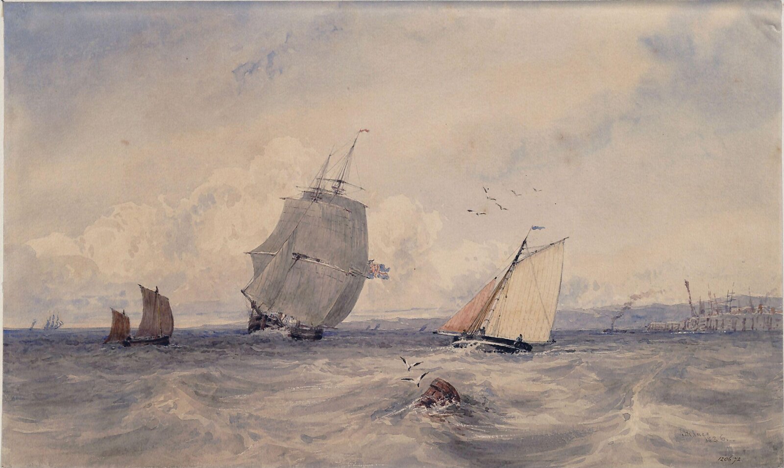 Coasting Vessels with a Harbour, Joseph Murray Ince, 1836