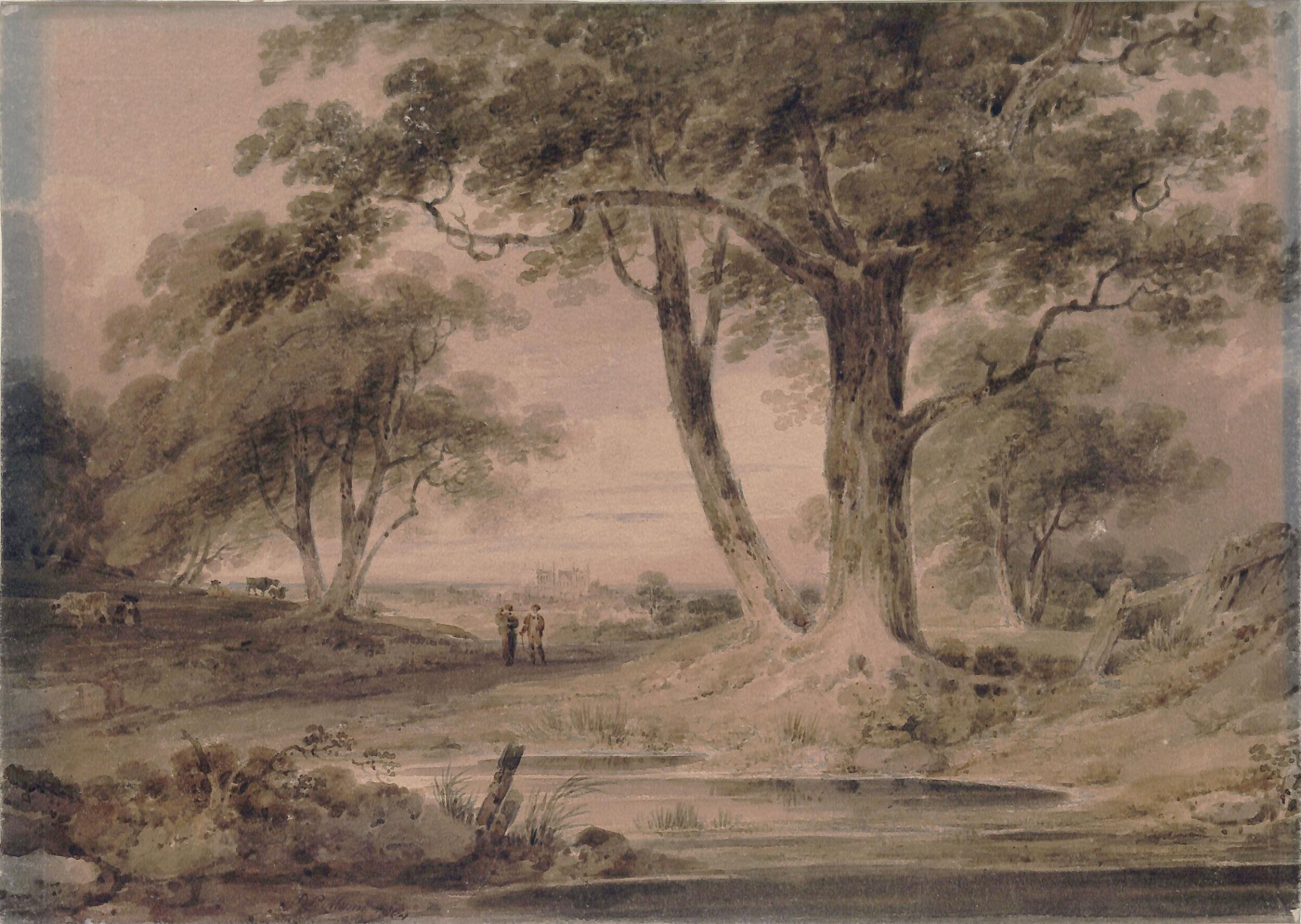Landscape: Ripon Cathedral in the distance, Paul Sandby Munn, 1804