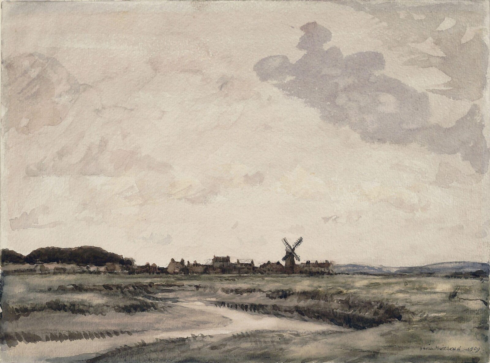 Landscape with Windmill, David Muirhead, 1909
