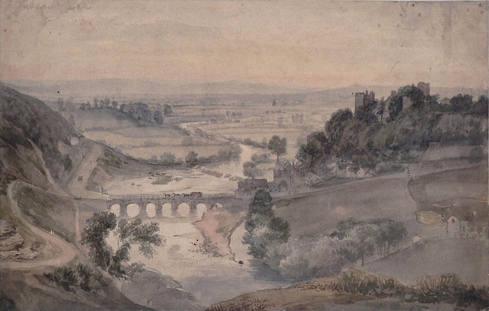 Ludlow Castle, overlooking the River Teme, George Patten, ca. 1820-1865