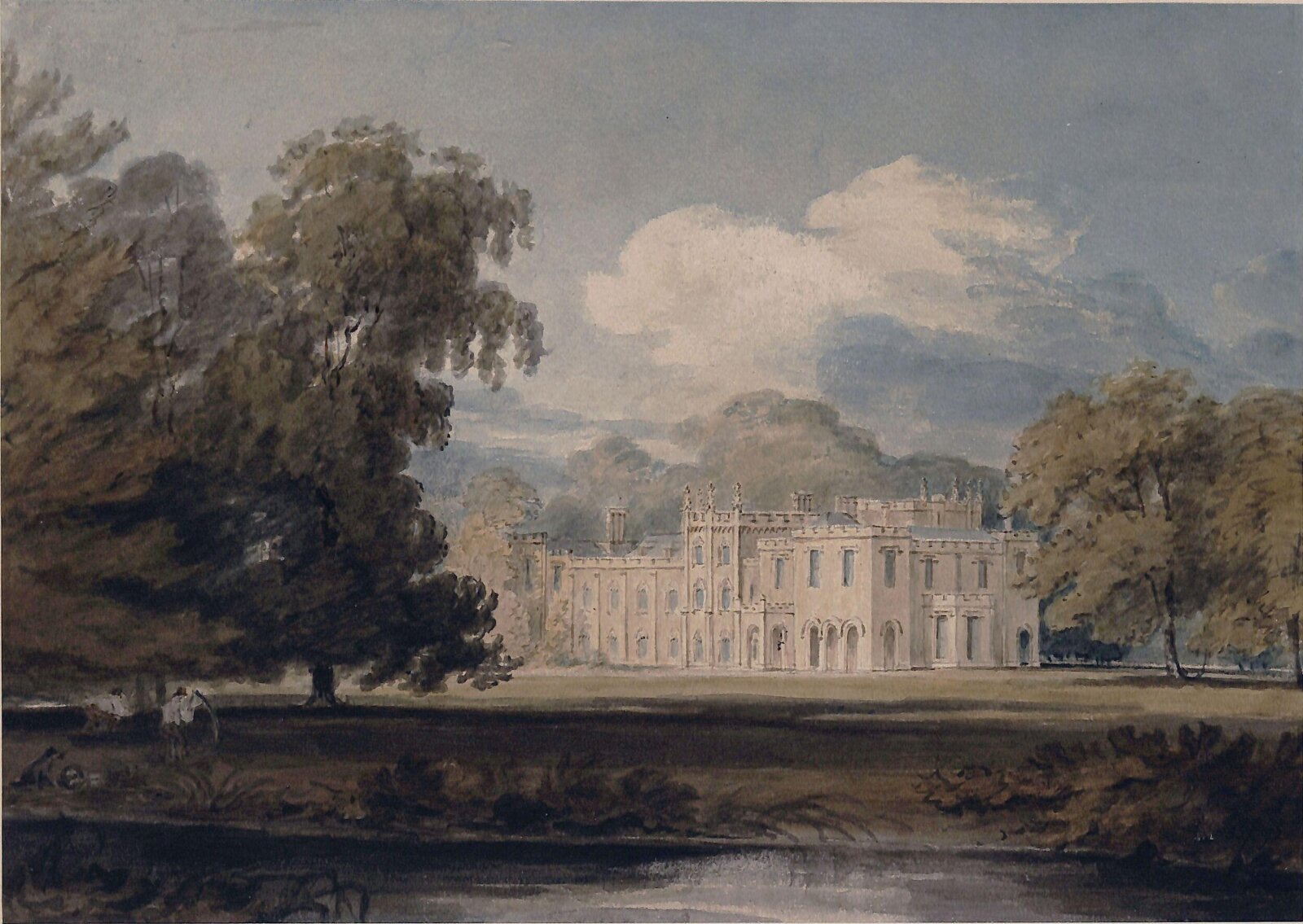 Castellated mansion in a park, Rawle, 1850s