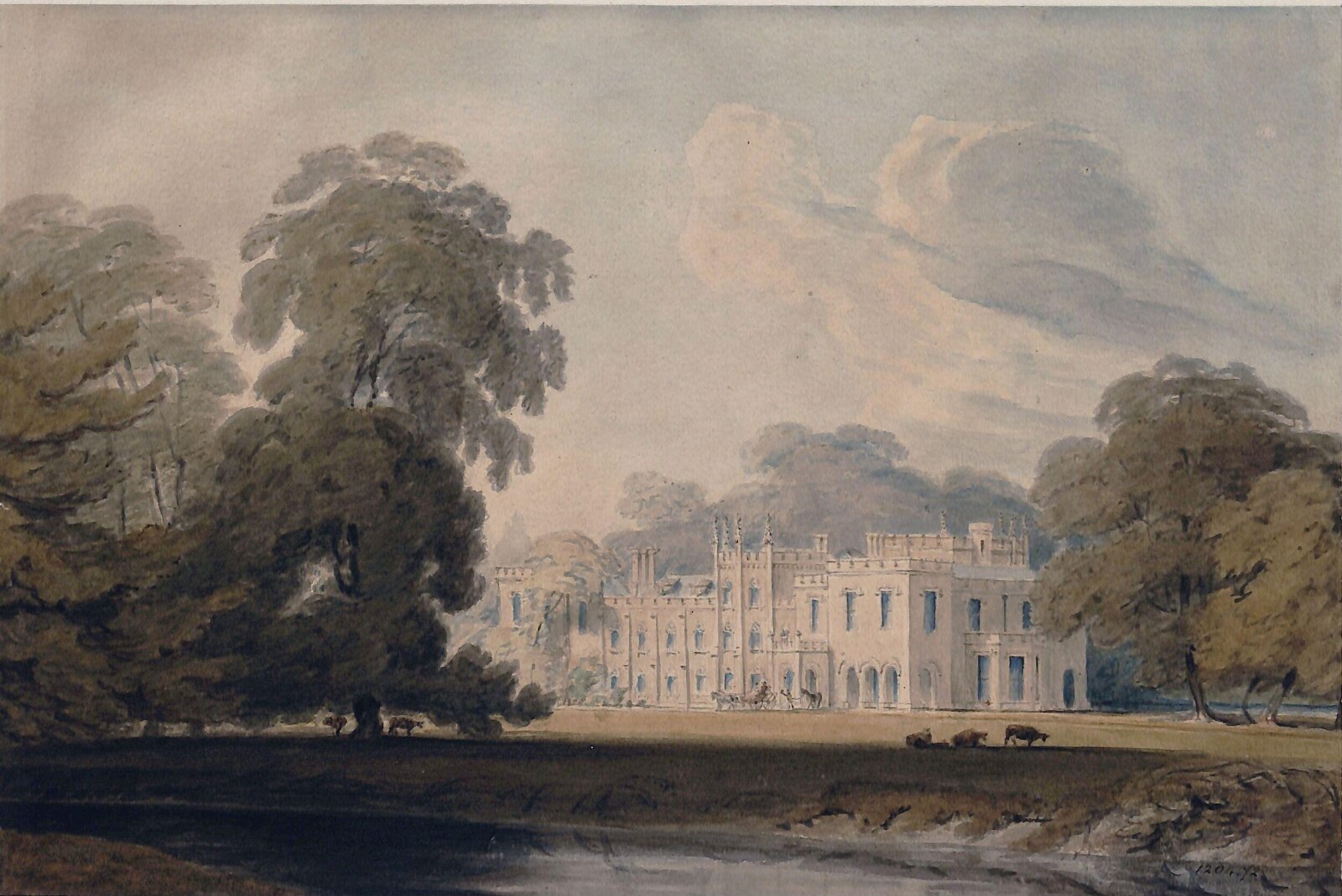 Castellated mansion in a park, Rawle, 1850s