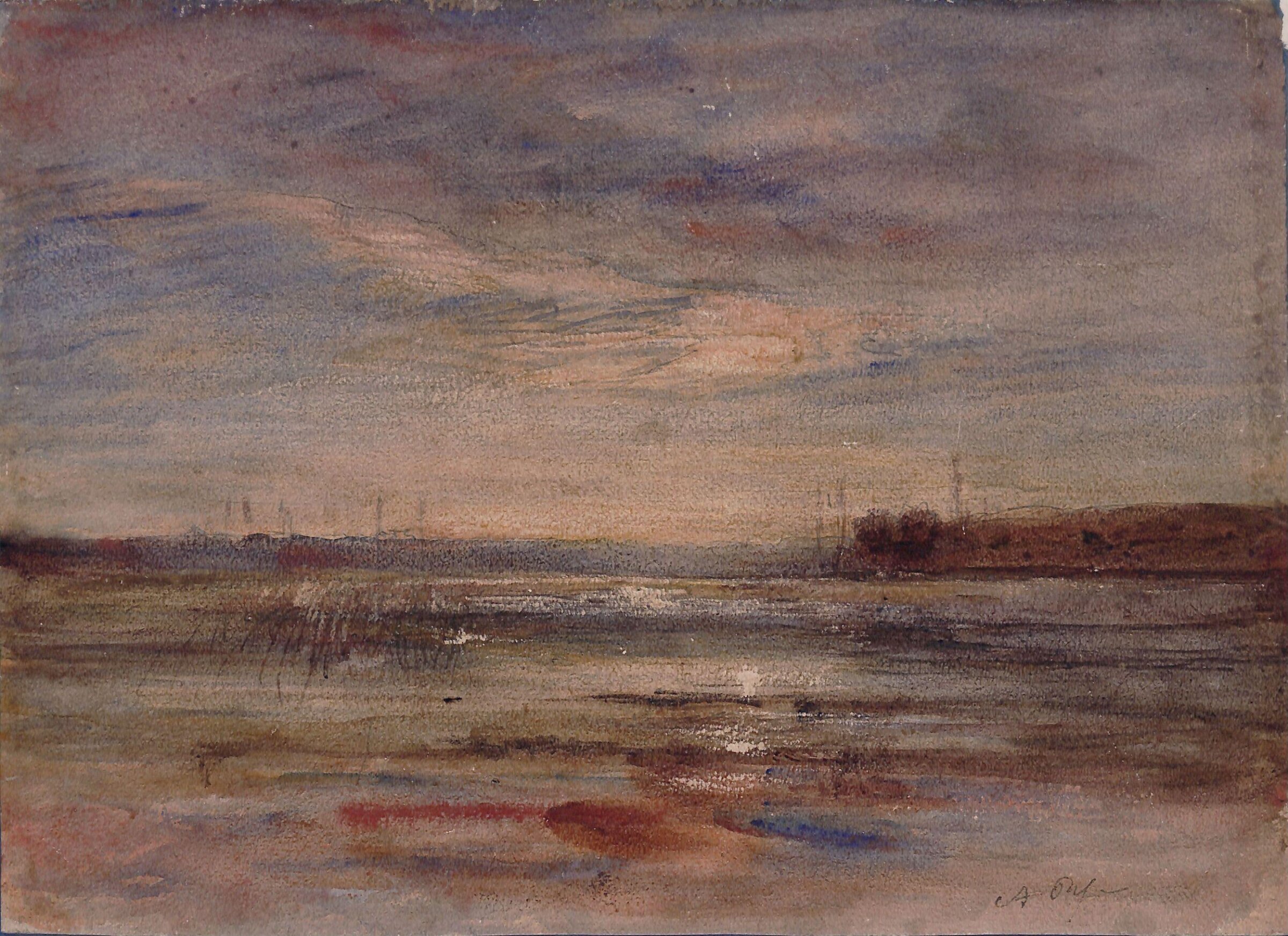 Sunset on the water, Auguste Ravier, ca. 1840-1895