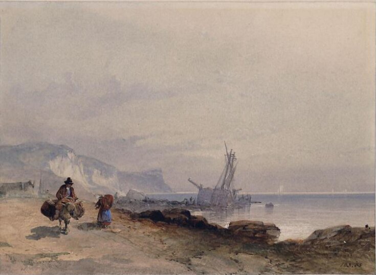Coast scene with a vessel aground top image