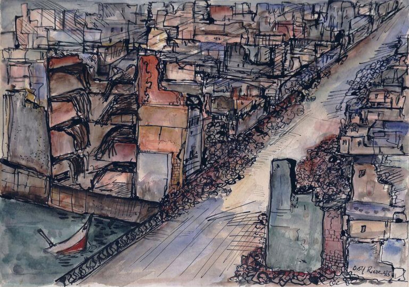Hamburg Bombed, Dolf Rieser, 1945