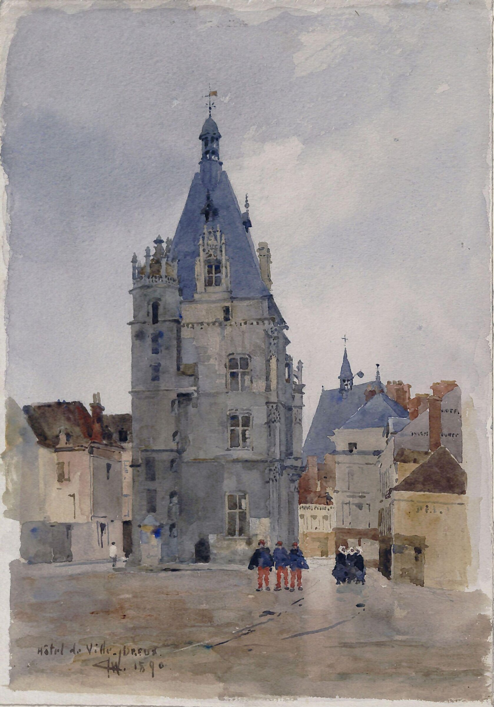 Hotel de Ville, Dreux, After Rain, Charles John Watson, 1890