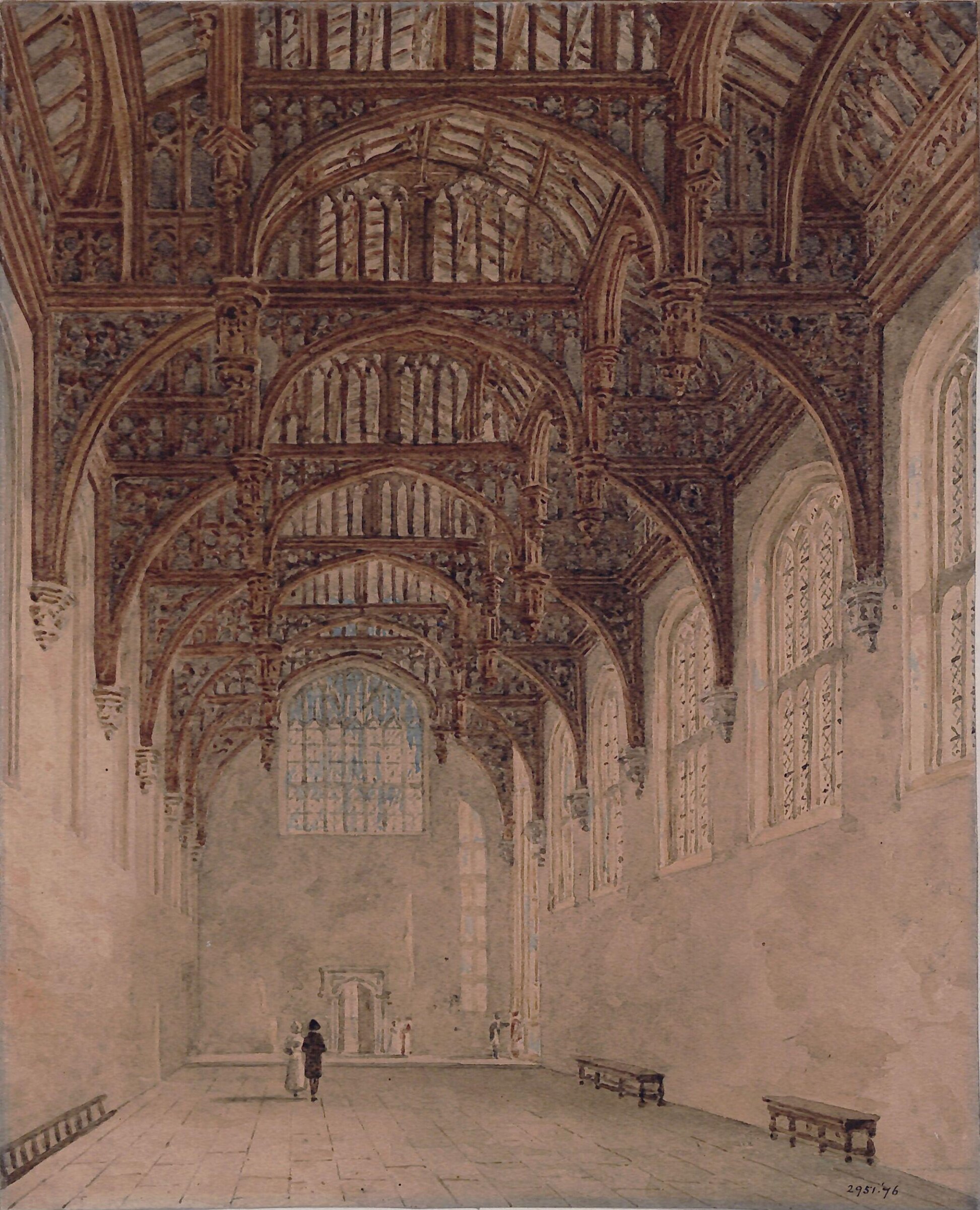 The Great Hall, Hampton Court Palace, Charles Wild, ca. 1800-35