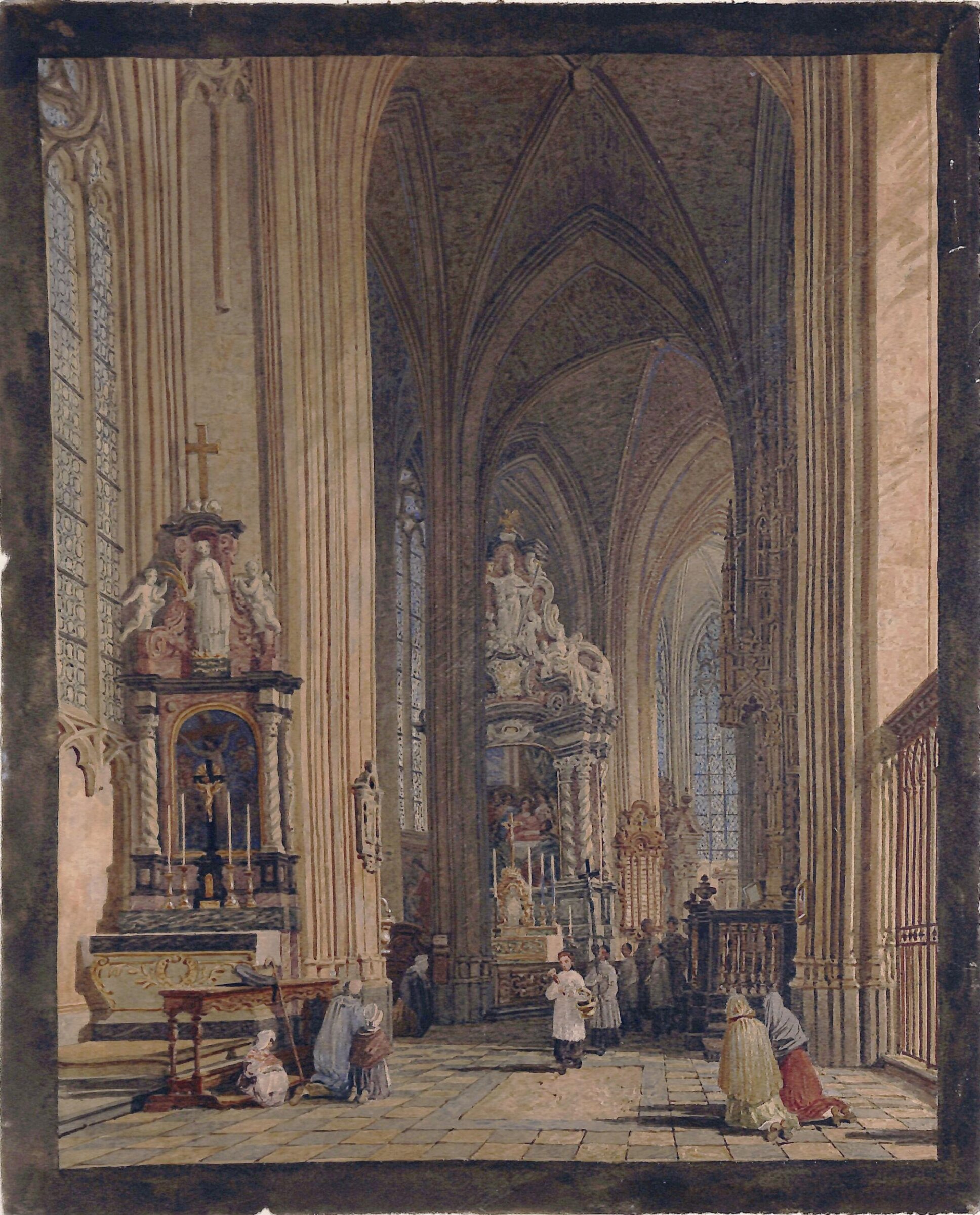 North Aisle of the Choir of the Collegiate Church of St. Peter at Louvain, Charles Wild, ca.1800-1835