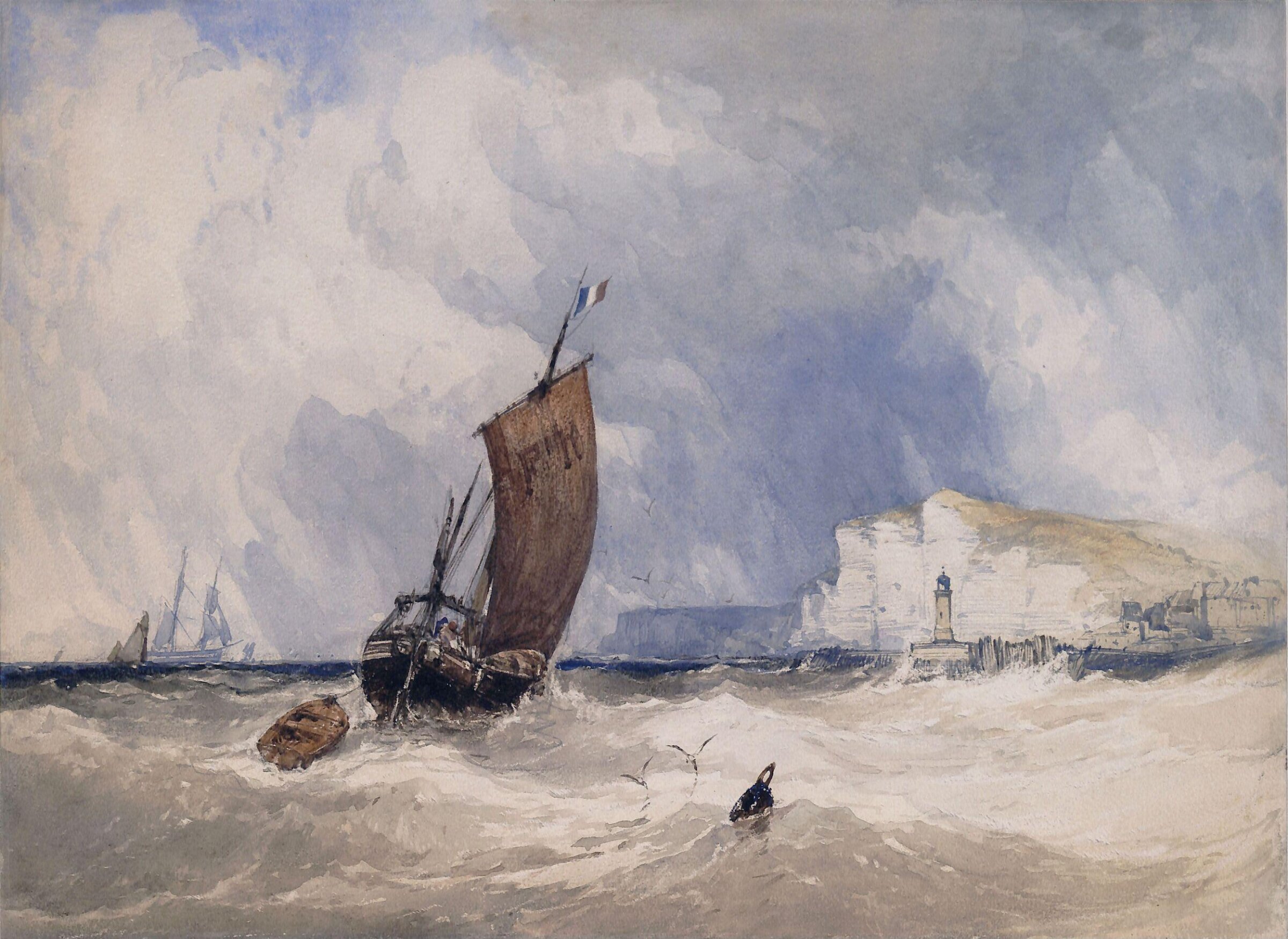 The Pilot-Boat off Fécamp, Normandy, Charles Bentley, ca. 1830-1854