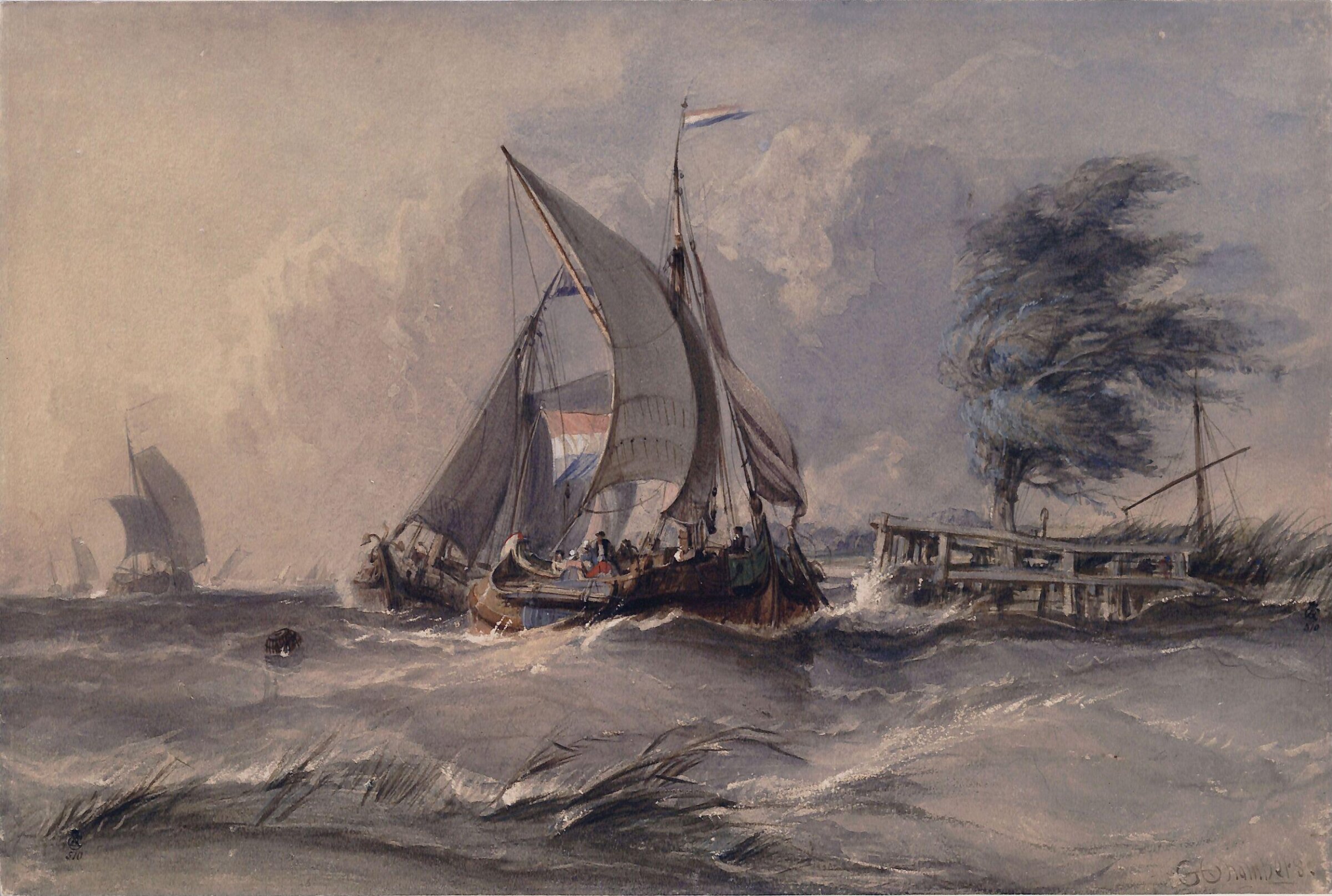 Windy Day: Boats in a Gale, George Chambers, ca. 1830s