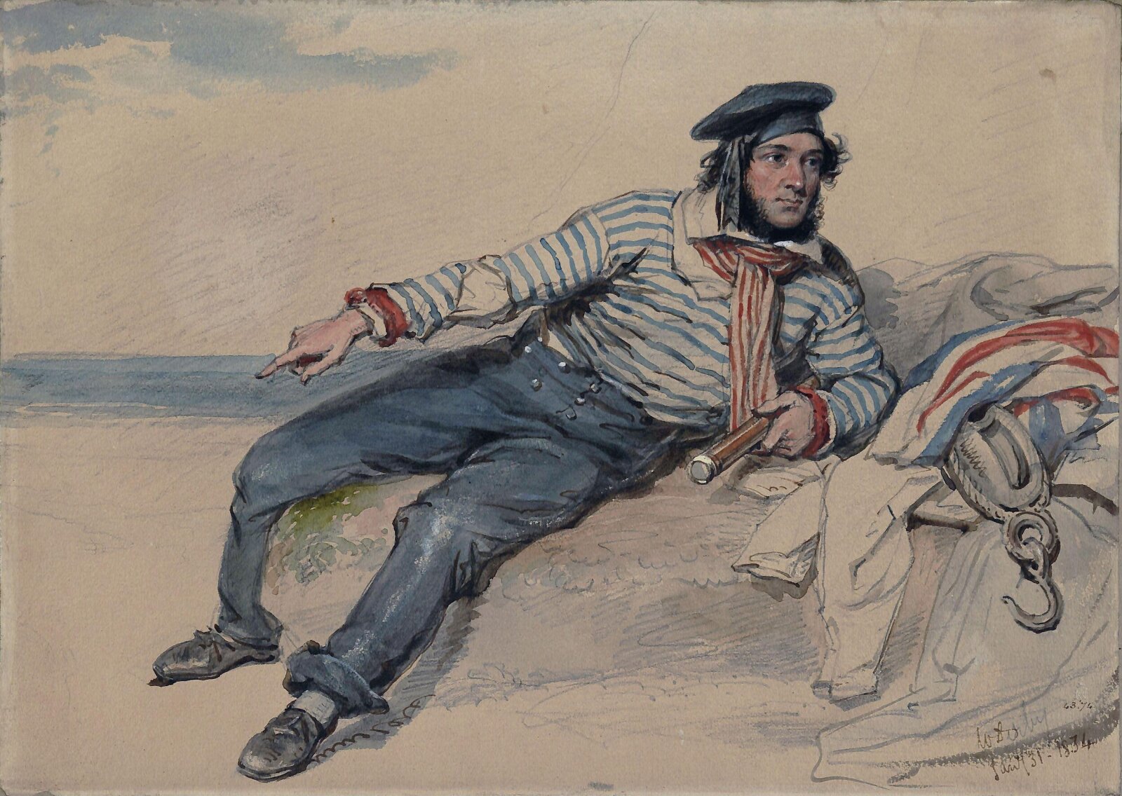 A fisherman, William Derby, 1834