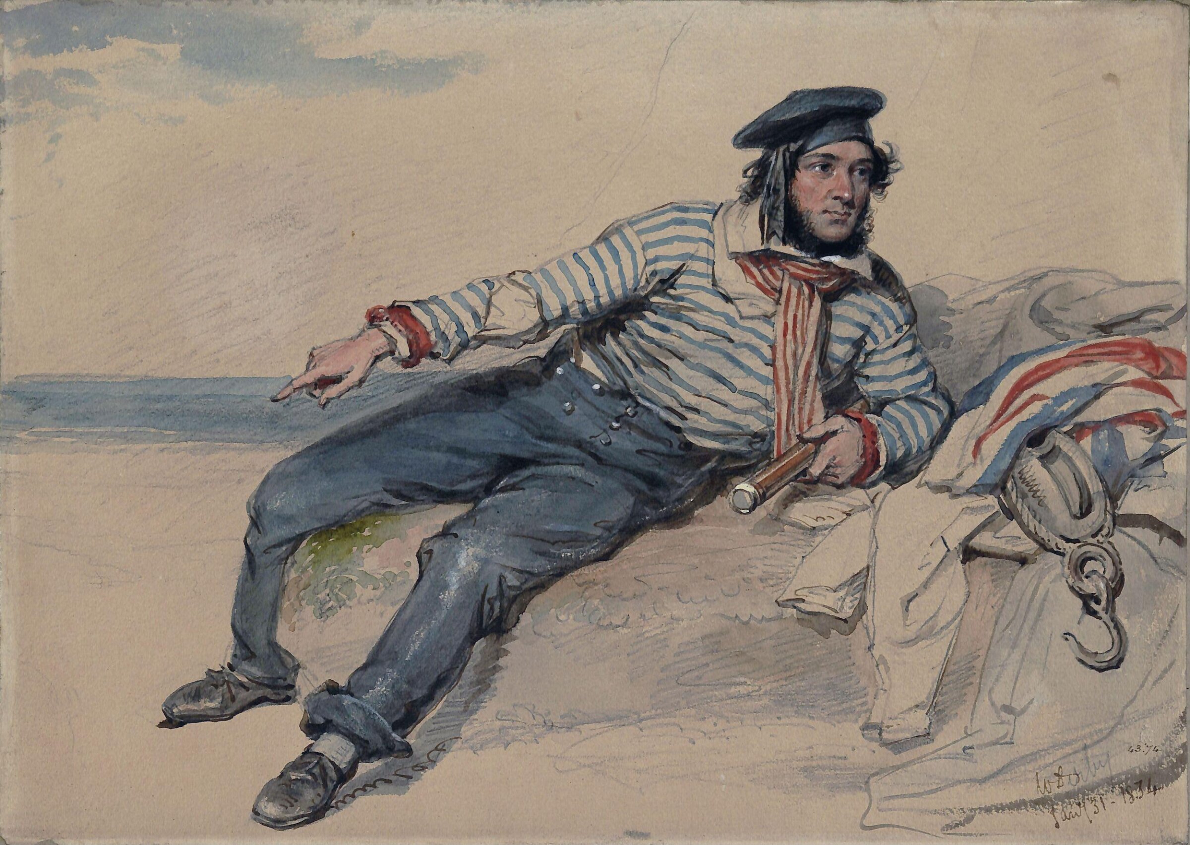 A fisherman, William Derby, 1834