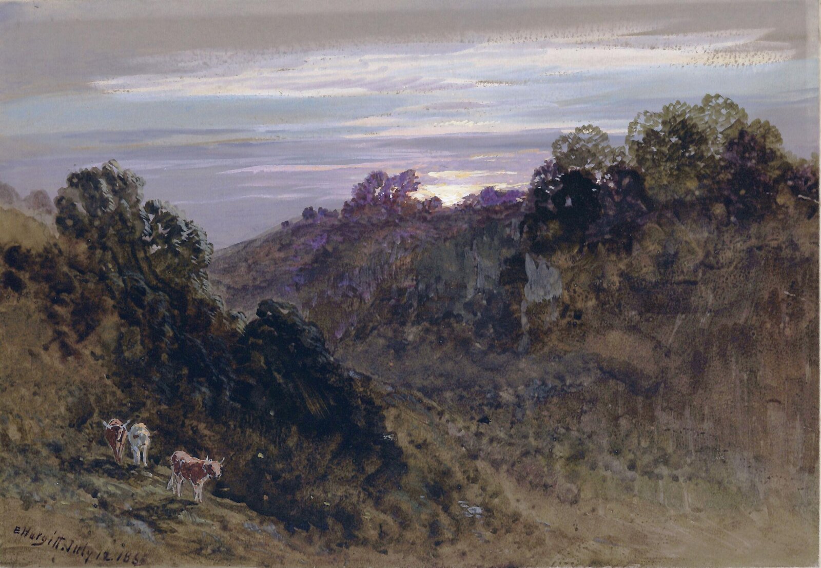 Hilly Landscape - Sunset, Edward Hargitt, 1869