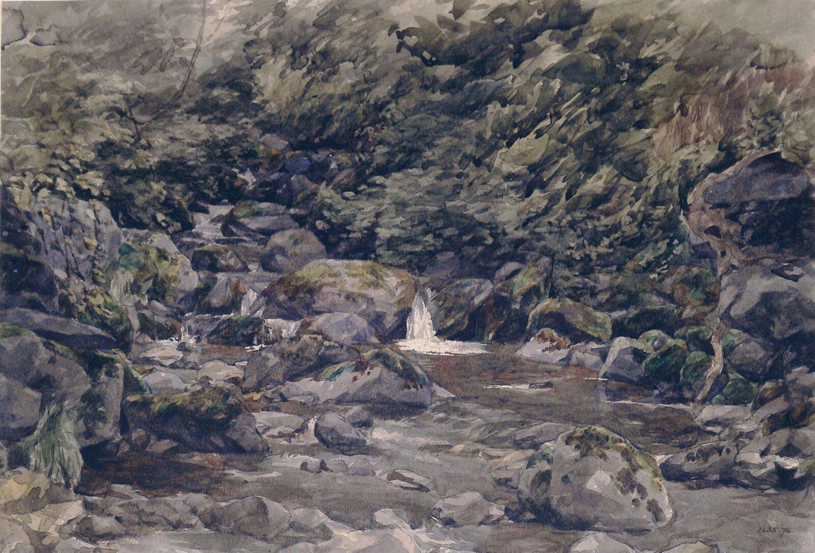 Mountain Stream with Trees, active c.1850 Wells, ca. 1850