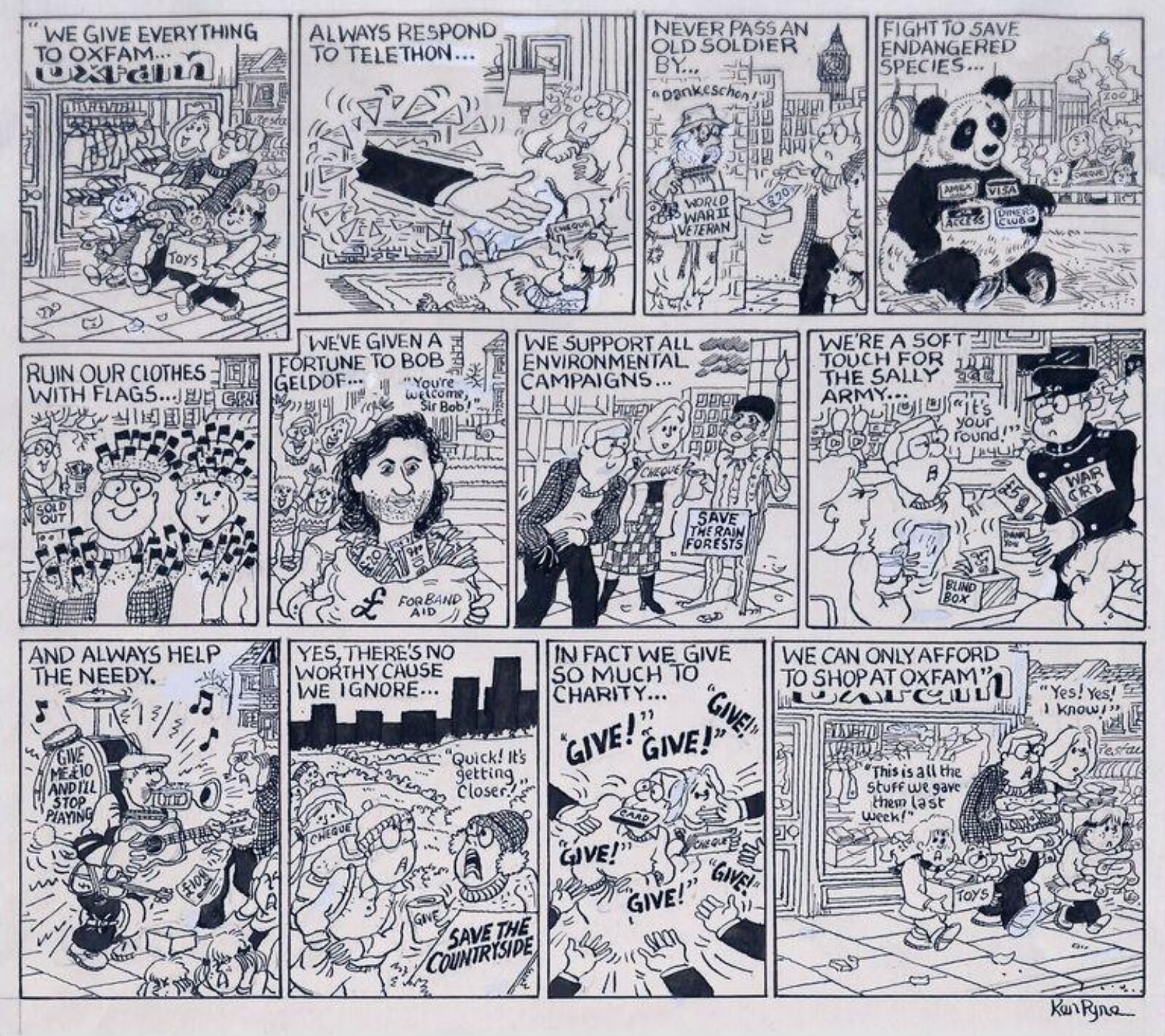 We give everything to Oxfam, Ken Pyne, 1992