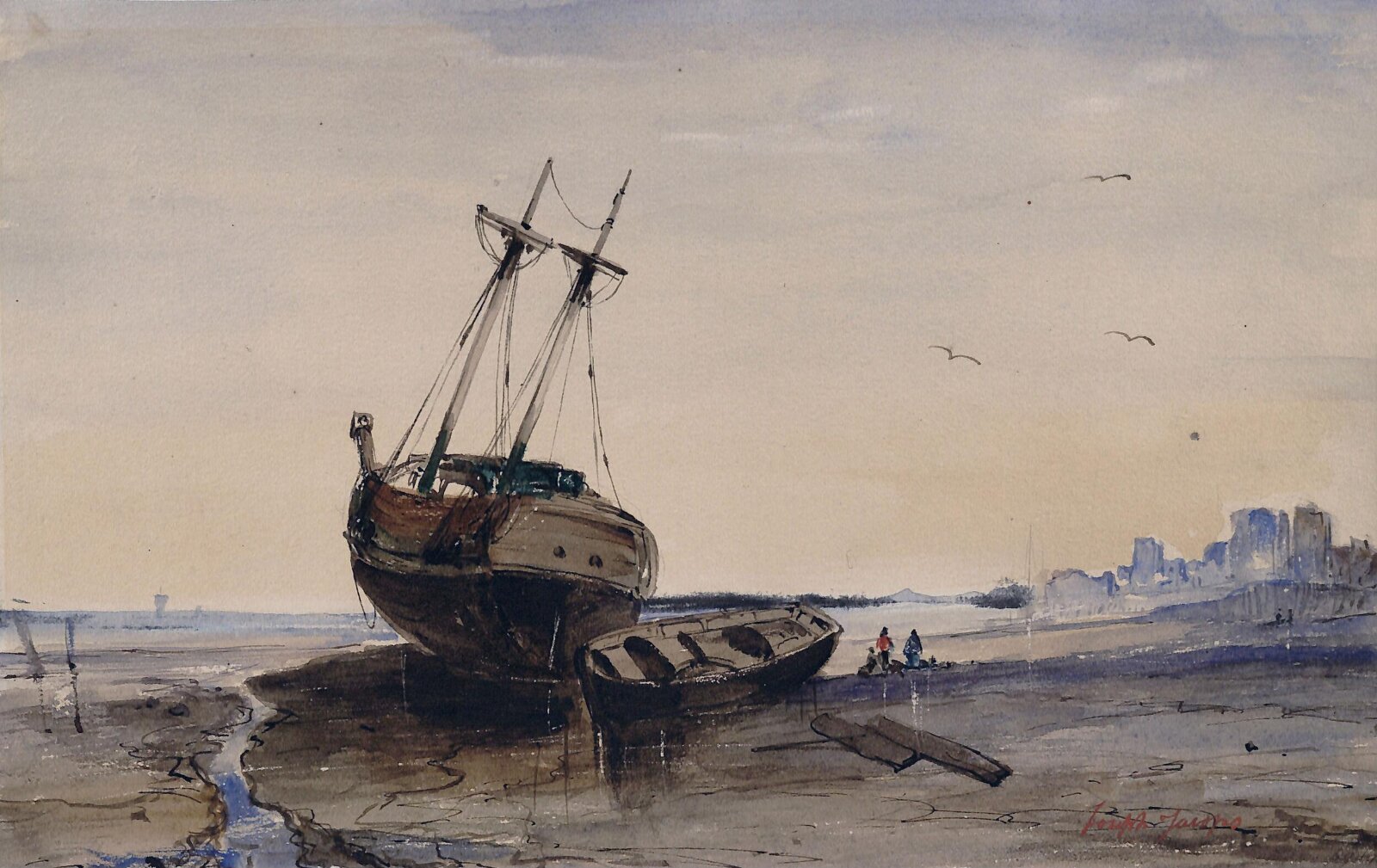 Coastal scene, Joseph Jacops, ca. 1825-60