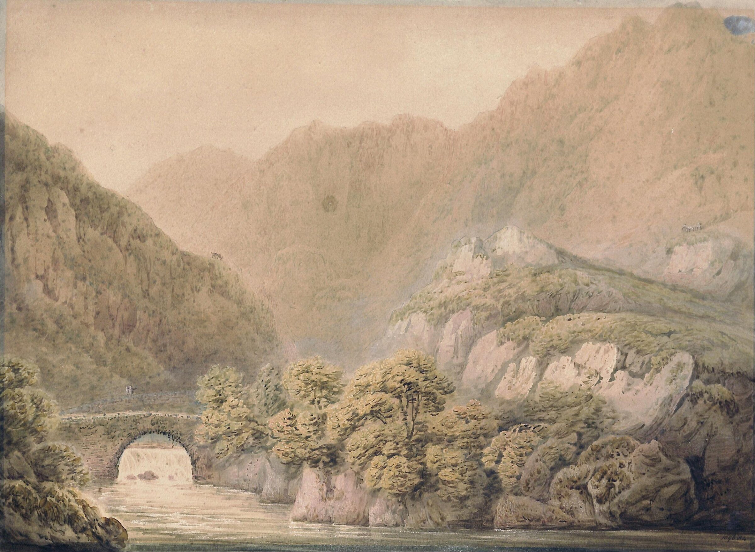 Pont Aberglaslyn, North Wales, Francis Nicholson, ca. 1780-1844
