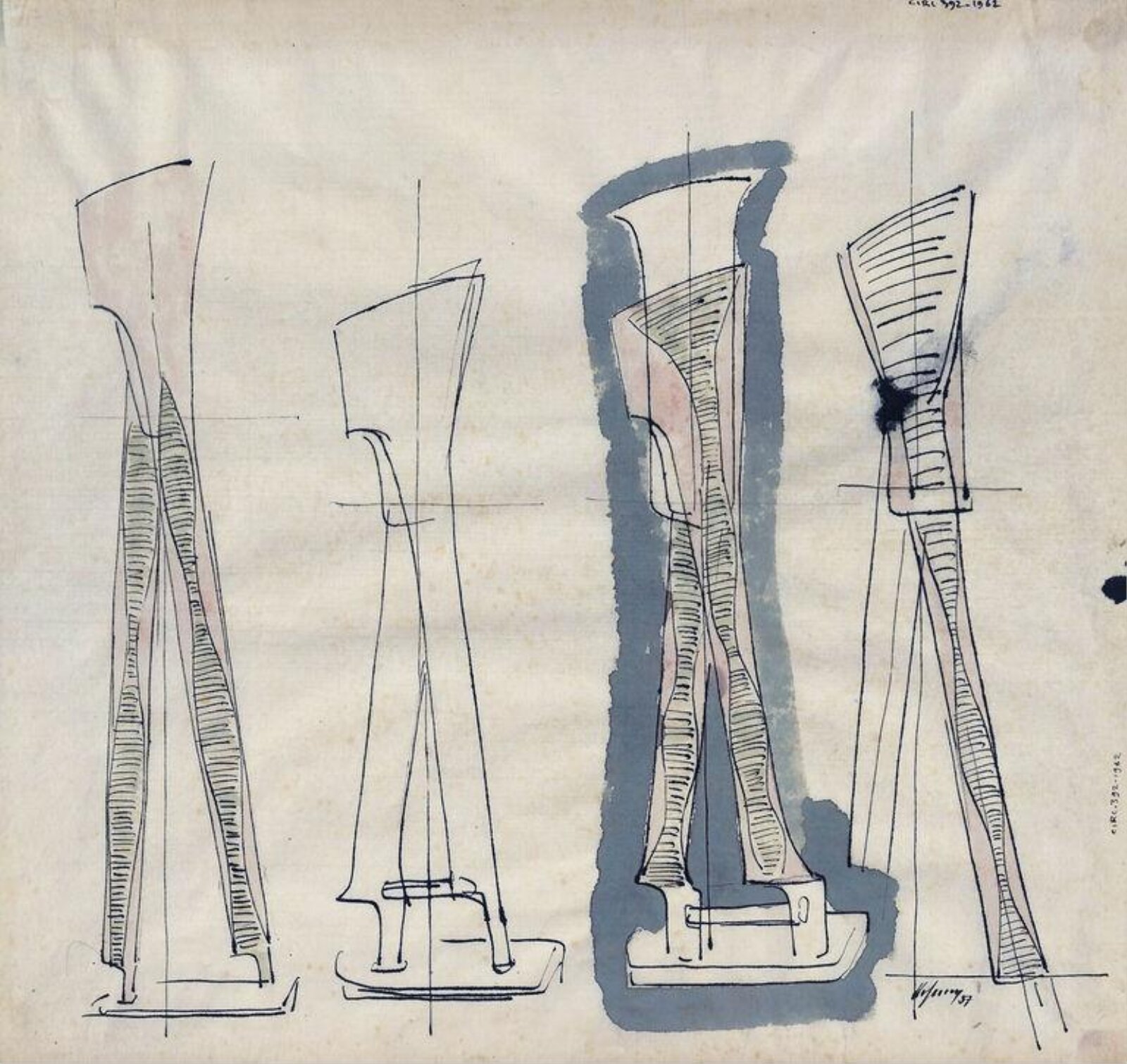 Studies for sculpture, Rudolf Hoflehner, 1957