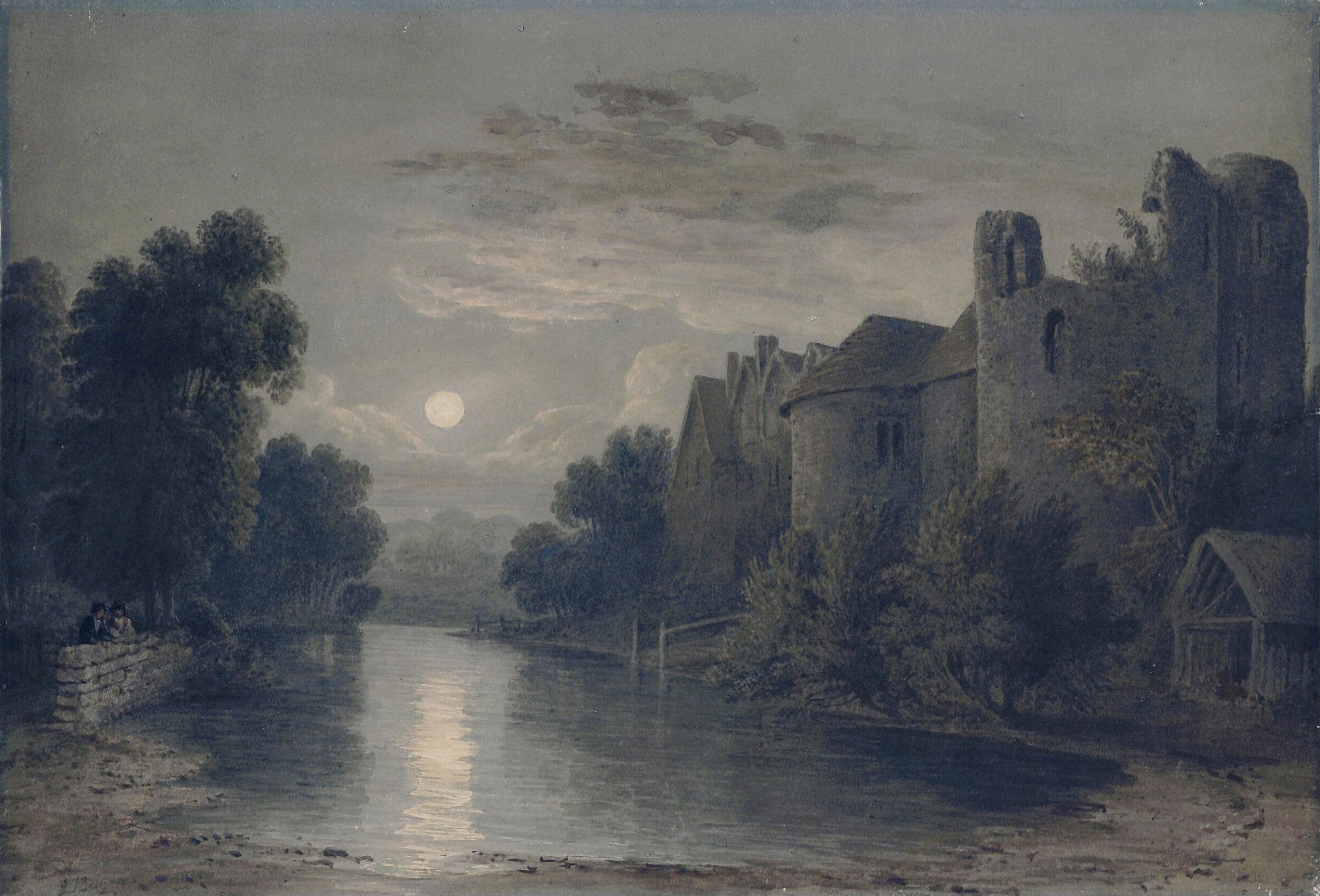Allington Castle, near Maidstone, Kent. Moonlight, James Baynes, 1825