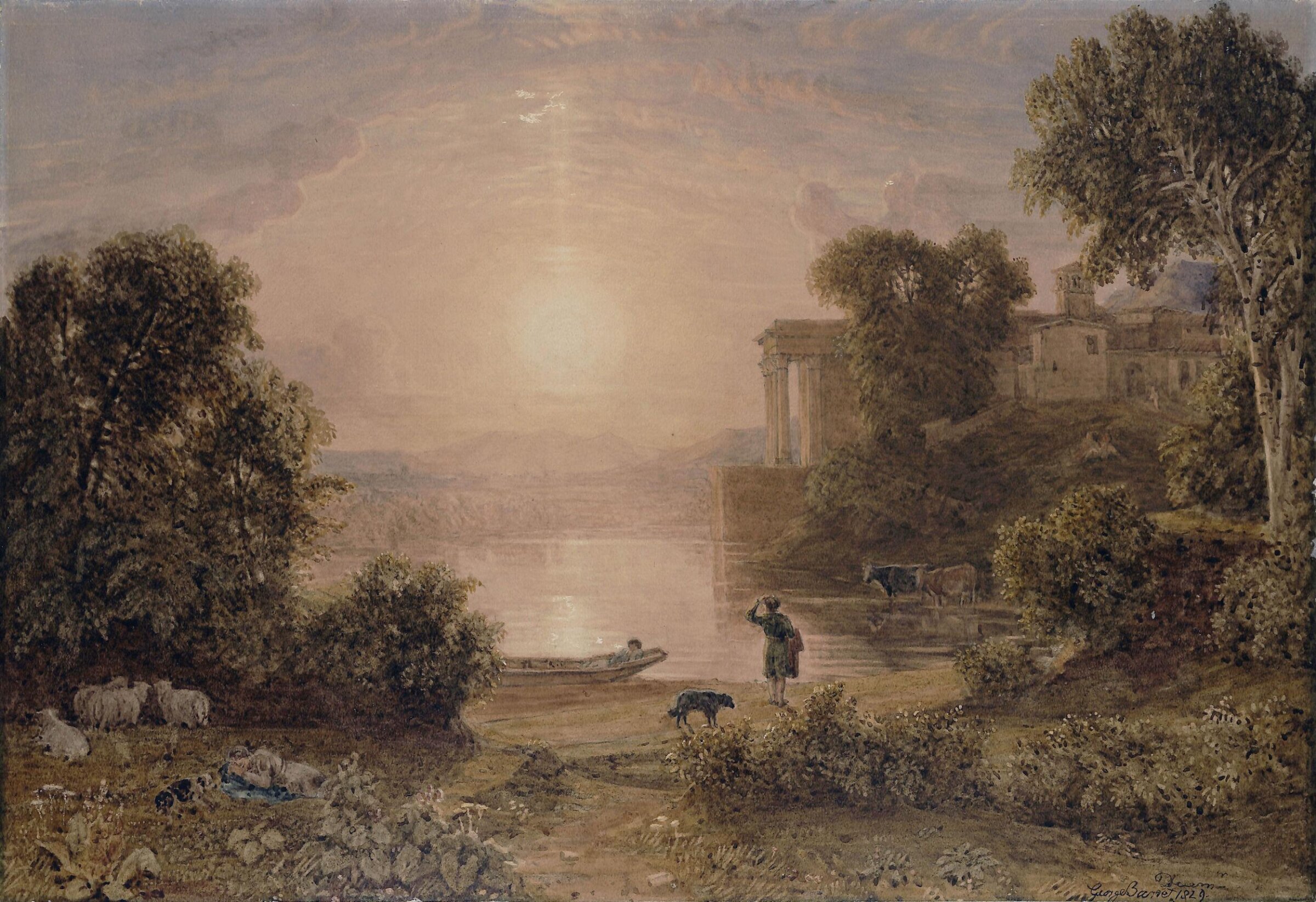 Watercolour, George the younger Barret, 1829