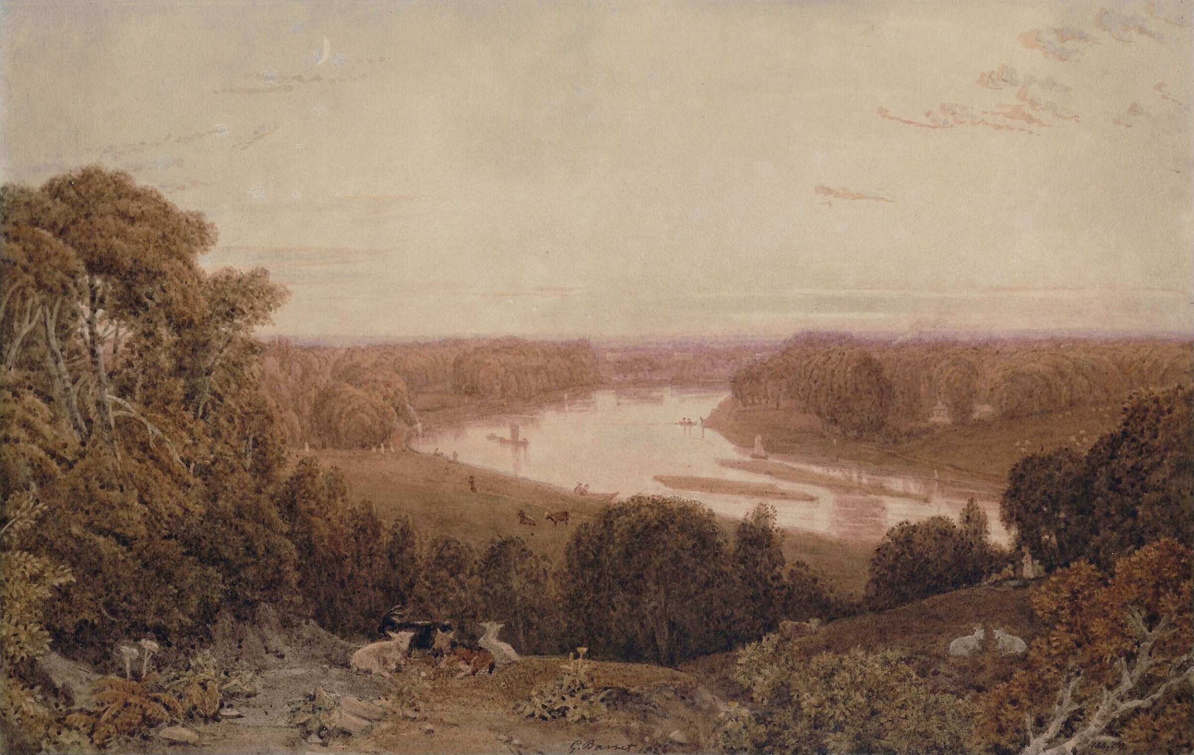 View from Richmond Hill, Surrey, George the younger Barret, 1826