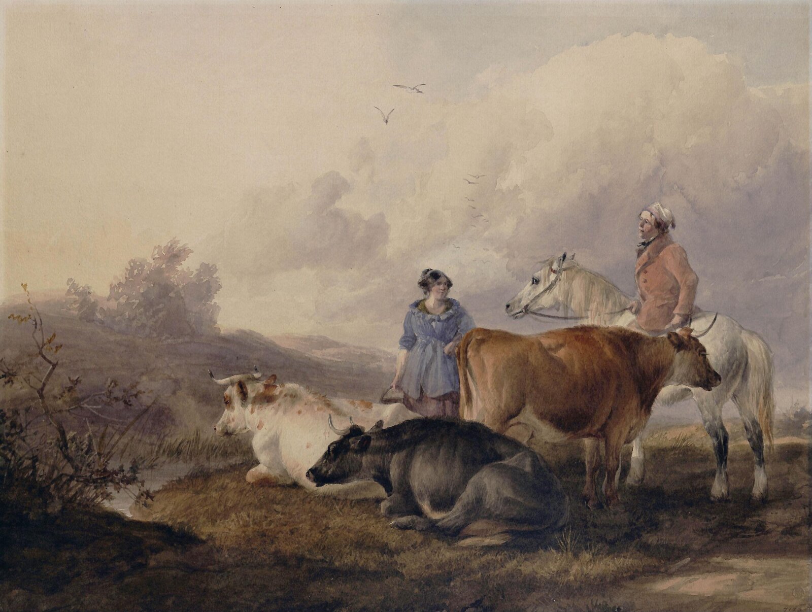 Cattle and Milkmaid, Thomas Sidney Cooper, mid 19th century